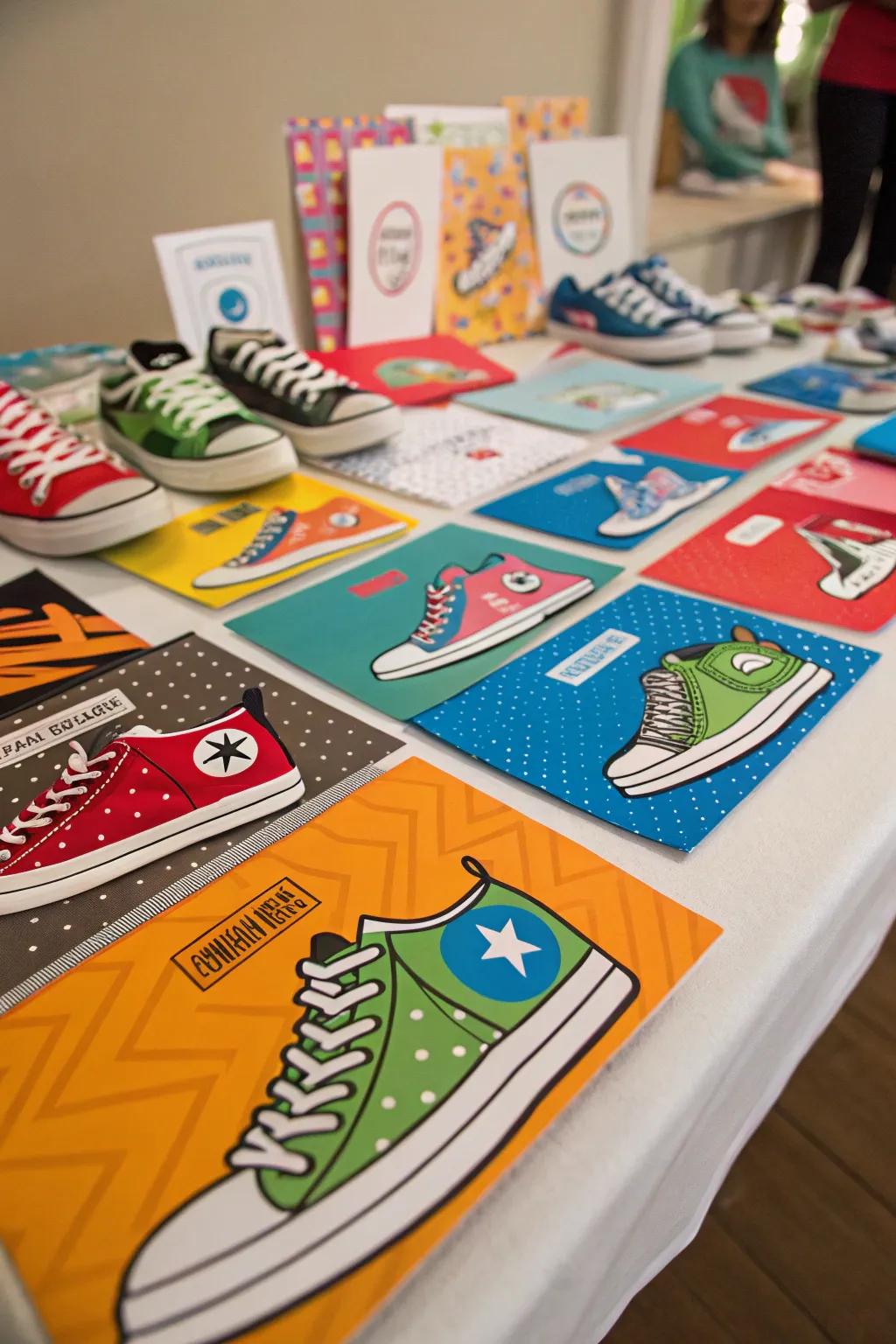 Innovative footwear-themed invites for setting the party’s mood.