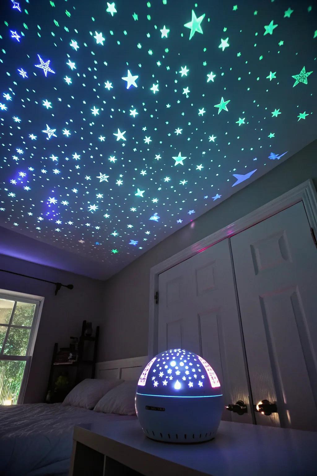 Change your ceiling into a breathtaking night sky using luminous stars.