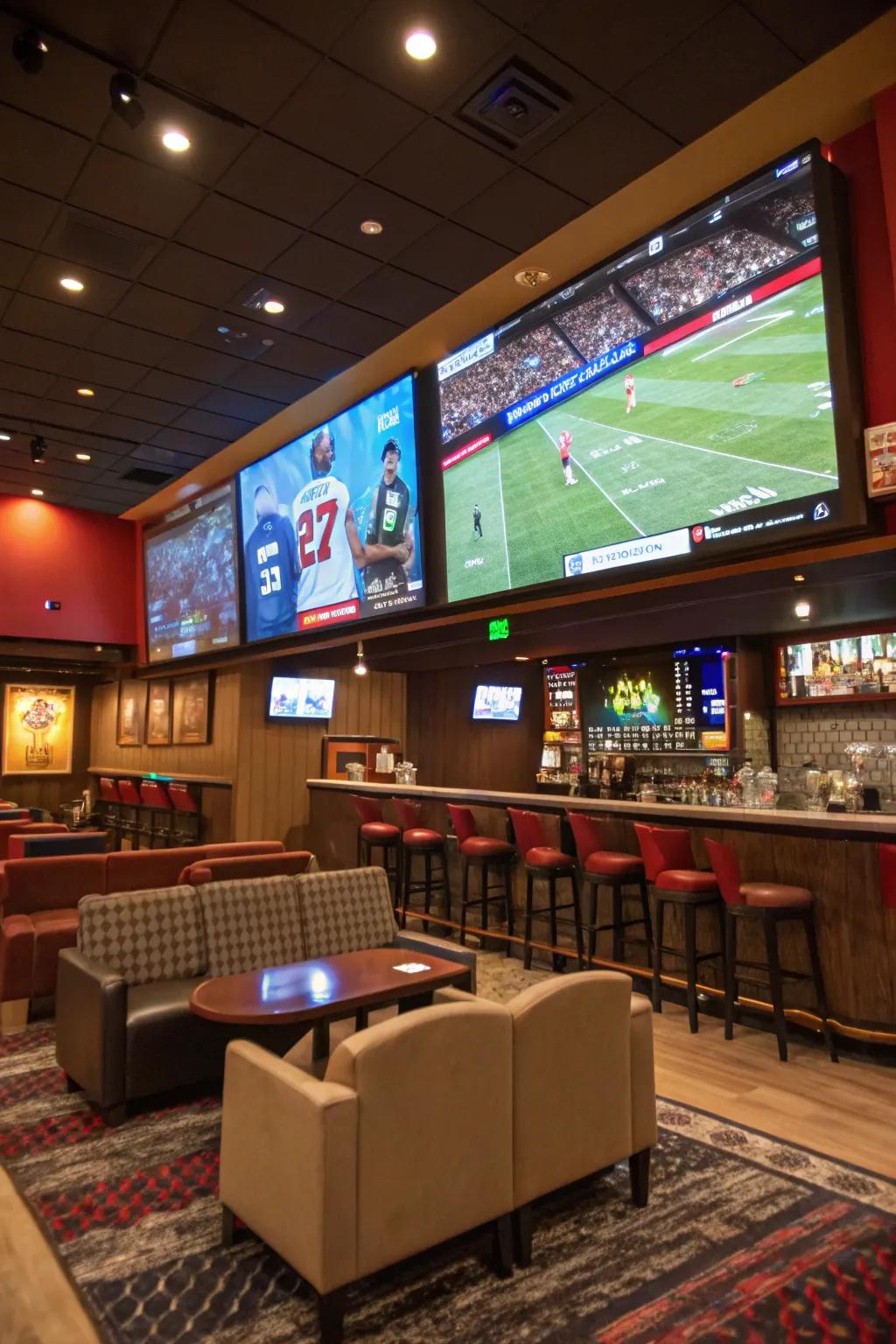Several large screens guarantee every attendee enjoys a superior view of their beloved games.