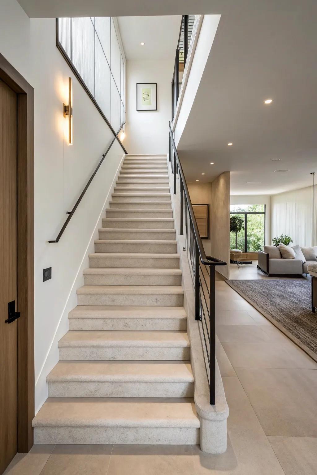 Minimalist design featuring simple lines can infuse your staircase with a contemporary flair.