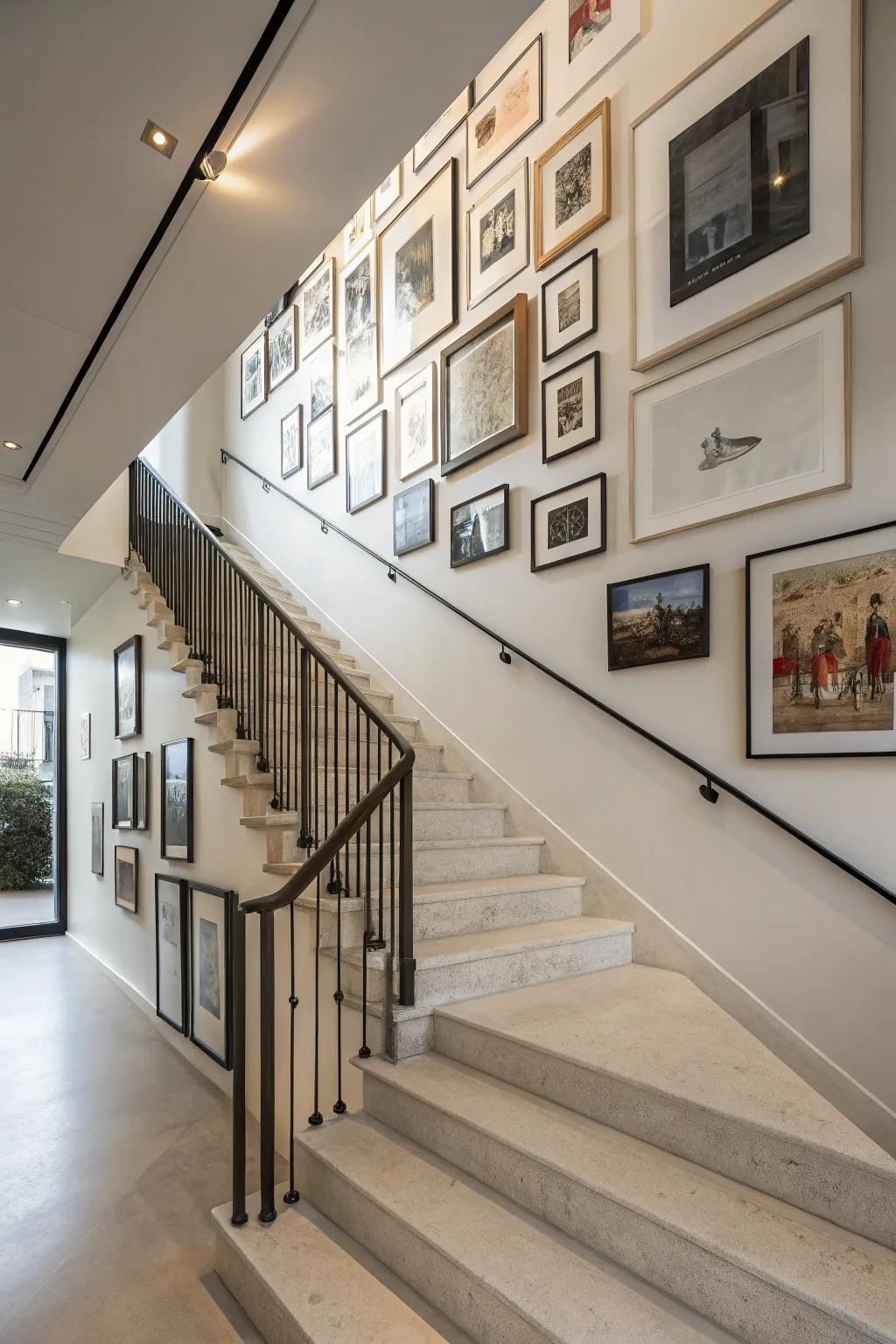 A gallery wall infuses your staircase with personality and unique appeal.