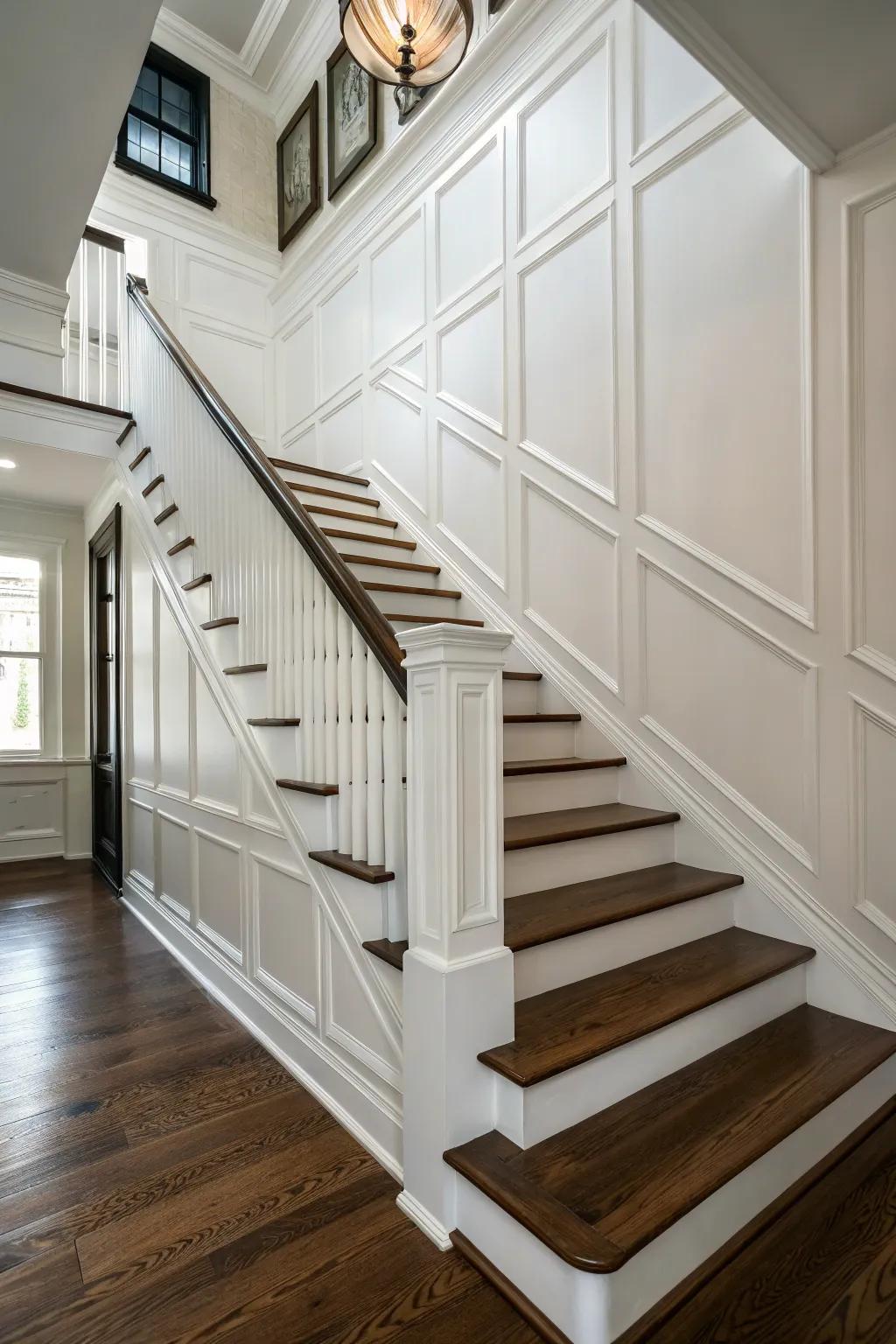 Classic paneling enriches and refines any staircase.