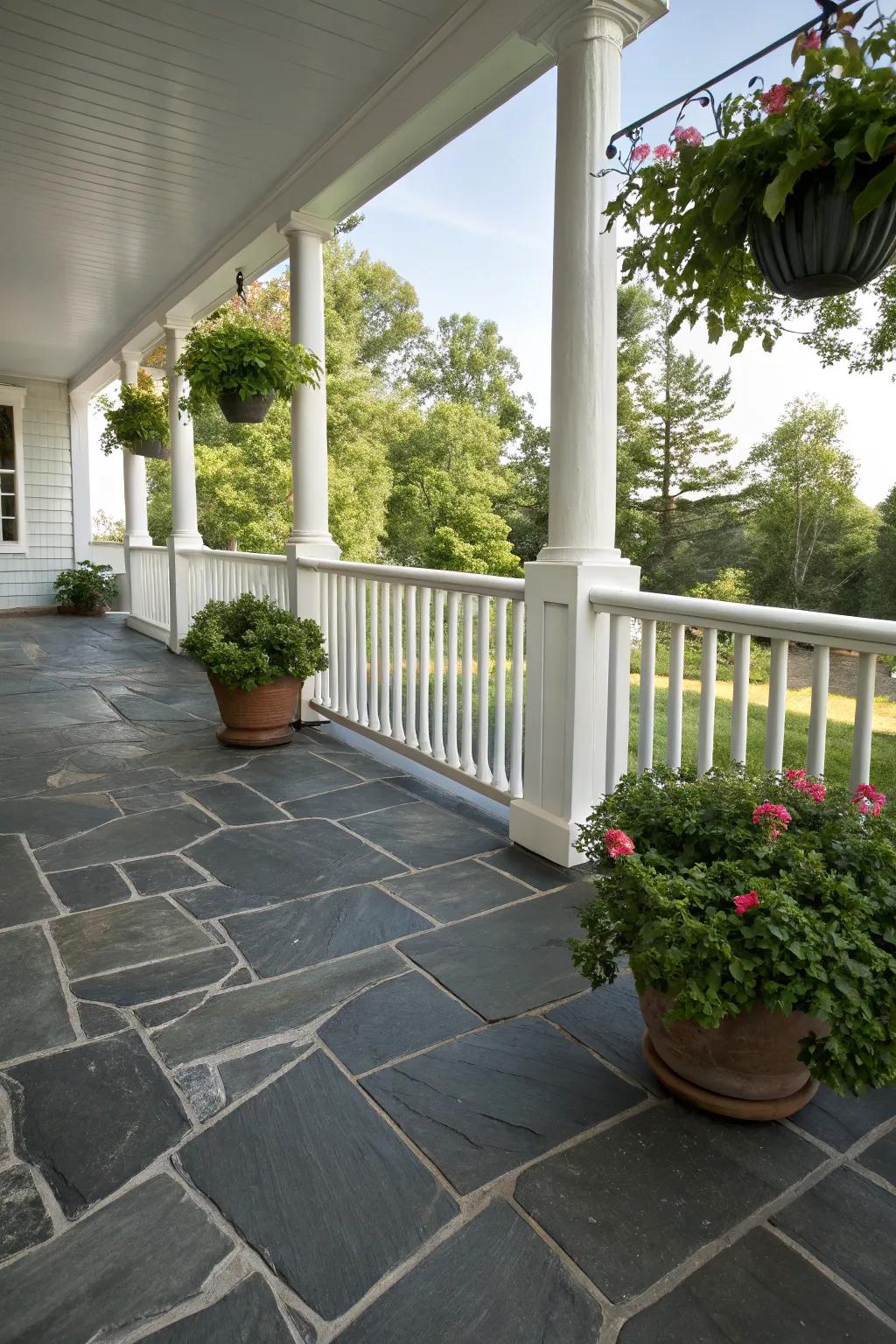 Grey slate gives classic refinement to every porch.