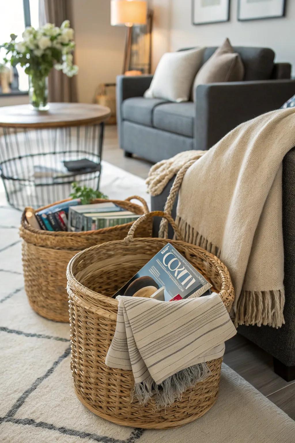Woven storage: a seamless fusion of elegance and practicality.