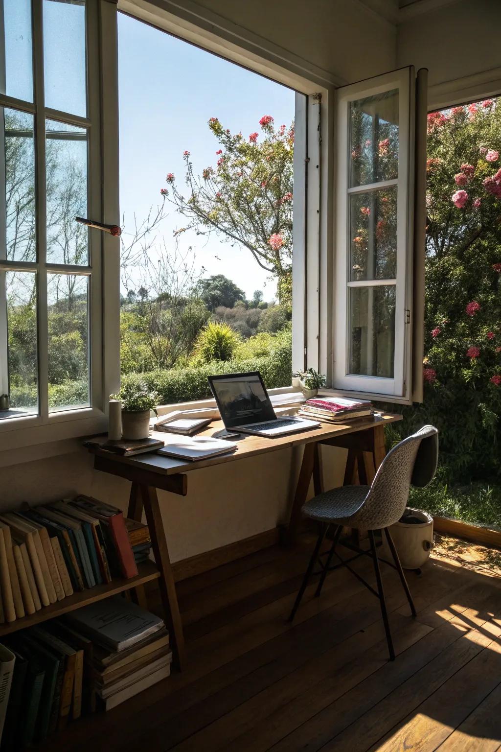 A study area full of stimulating natural light.