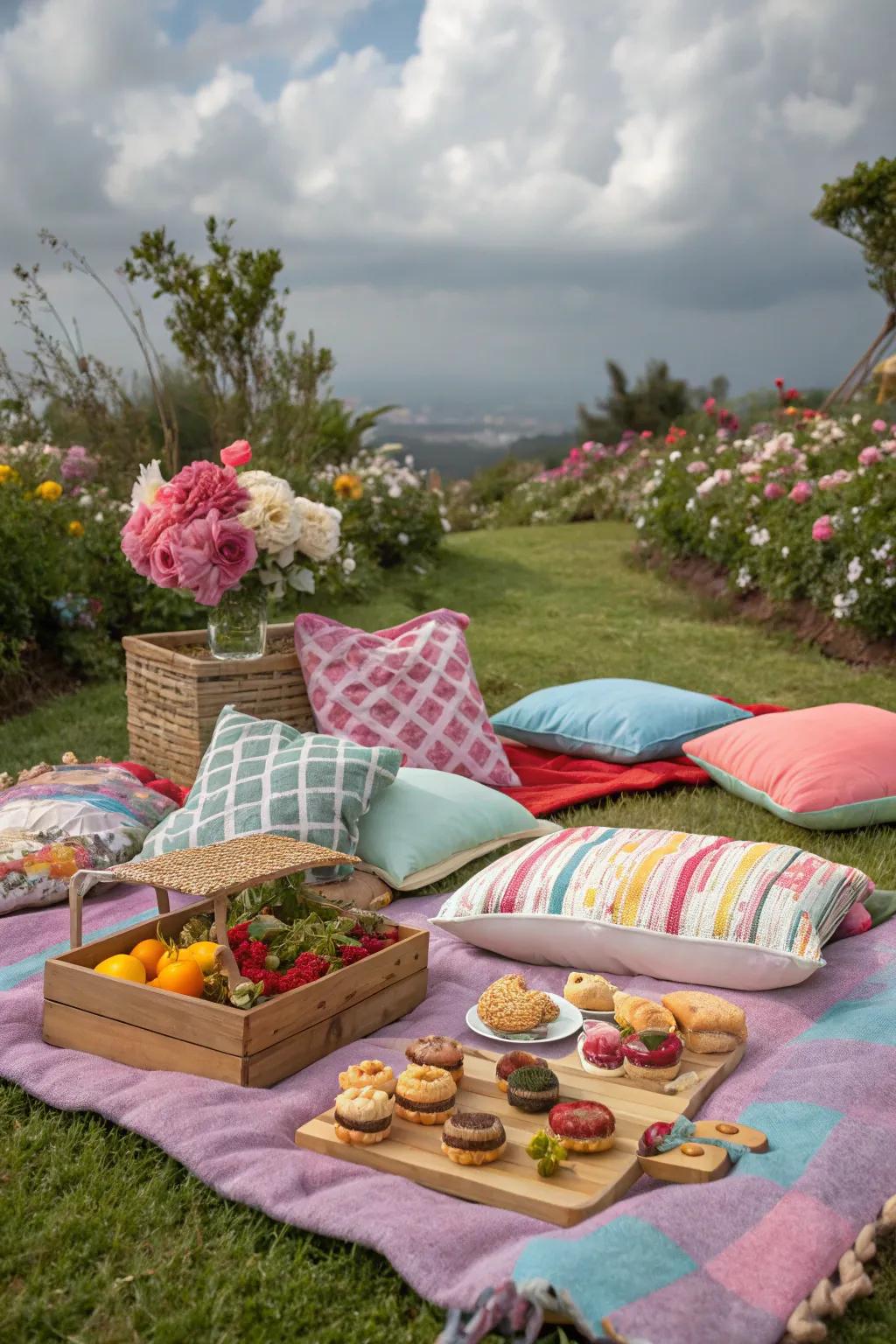 A comfortable picnic arrangement that is perfect for summer unwinding.