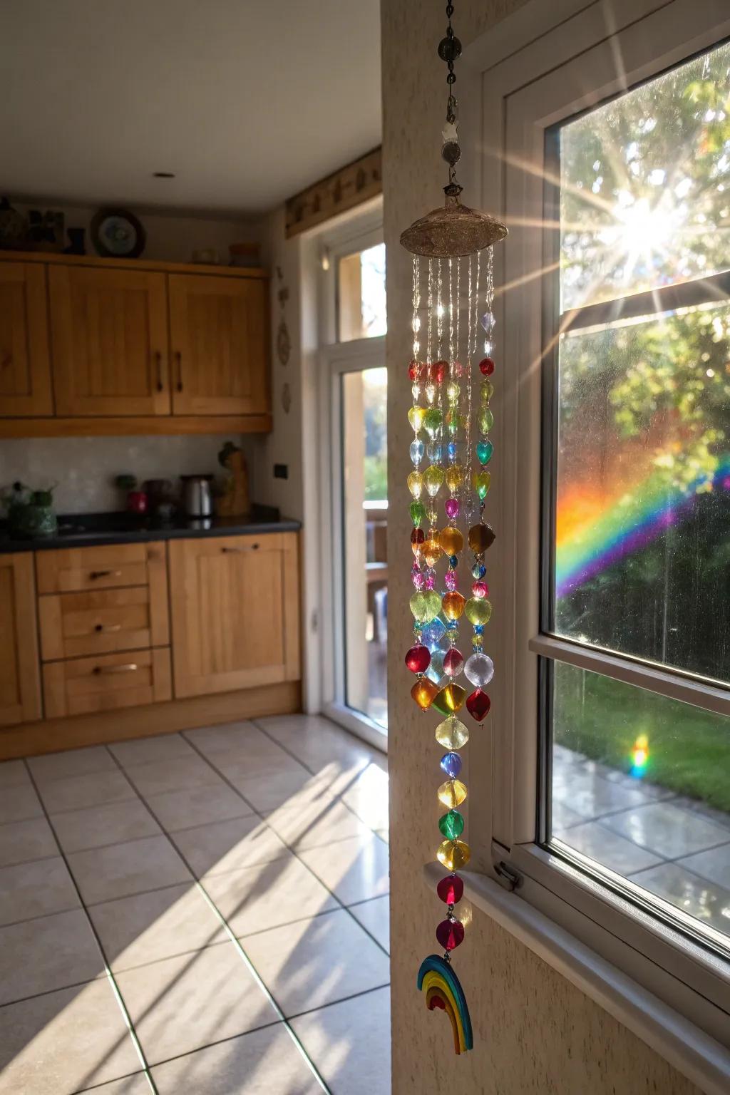 Simple yet stunning, a beaded light catcher brightens up any kitchen.
