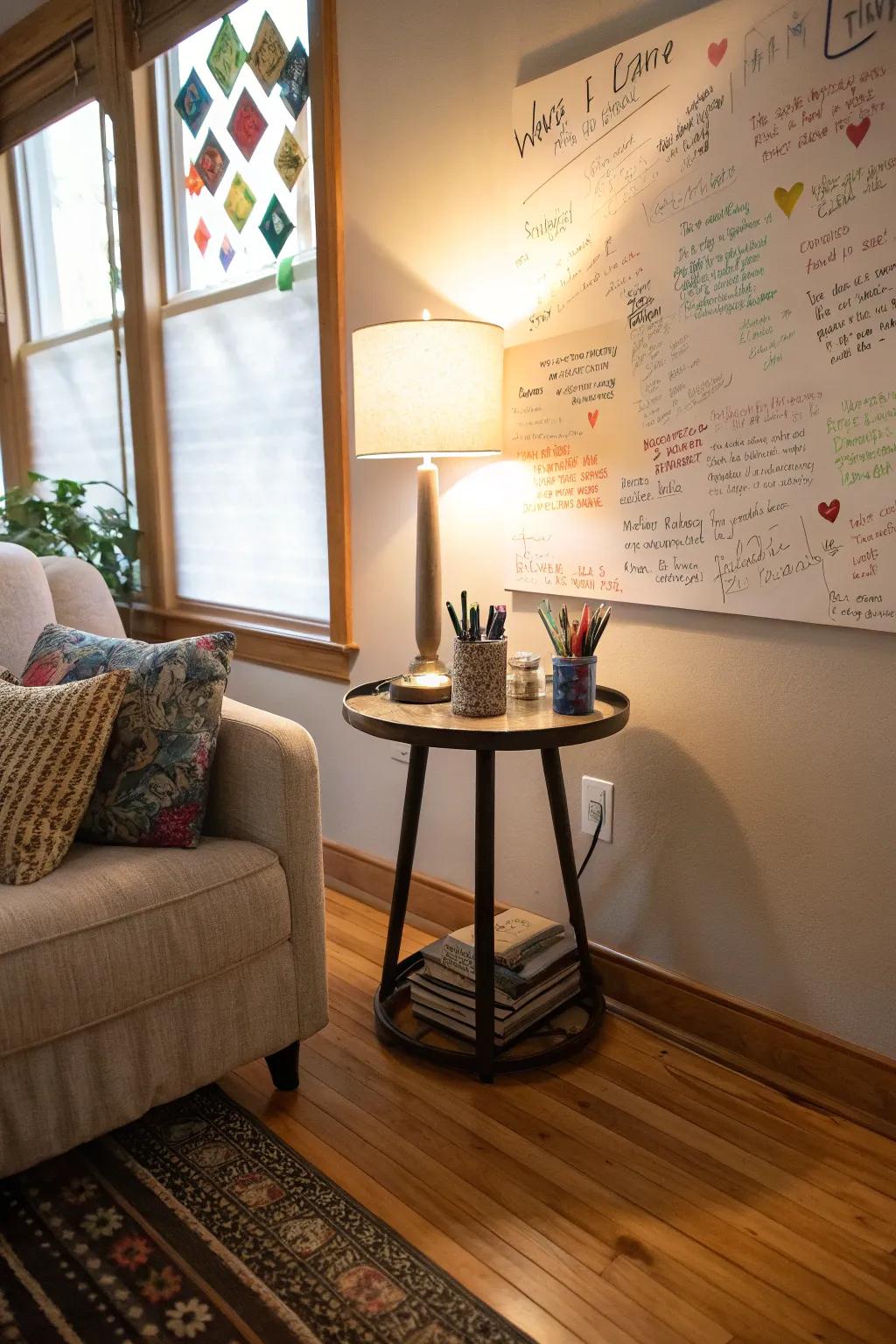 A gratitude corner created to invite reflection and sharing.