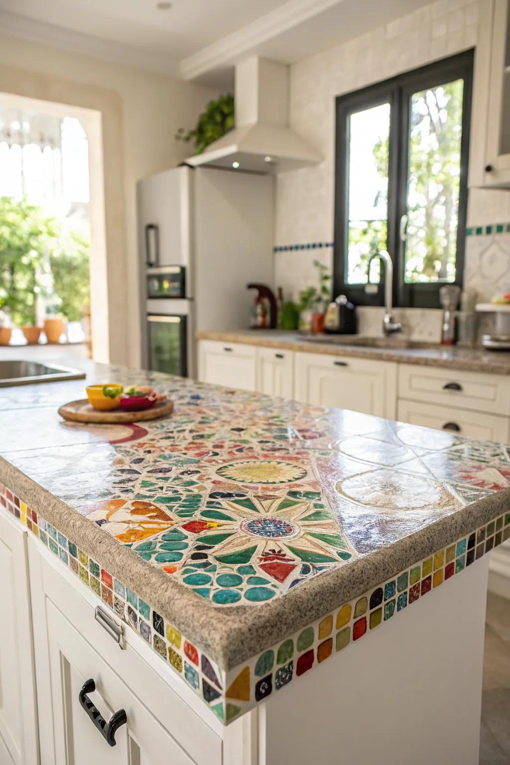 Artisan tiles bring an artistic flair to this bright kitchen.