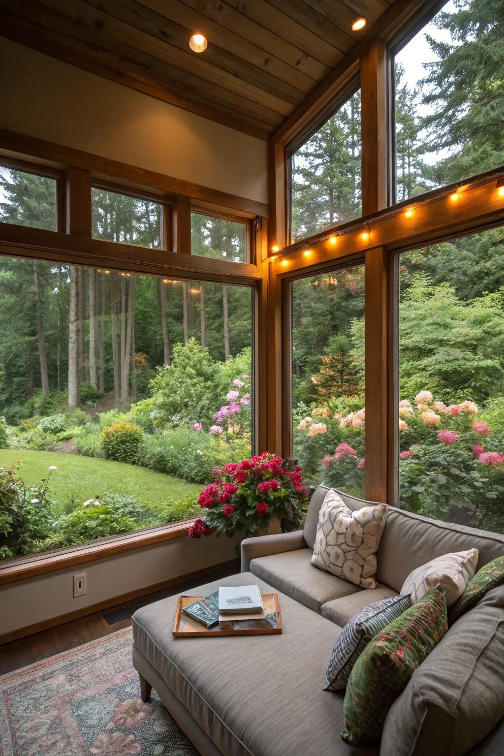 Picture windows provide views and light, altering the feel of a small space.