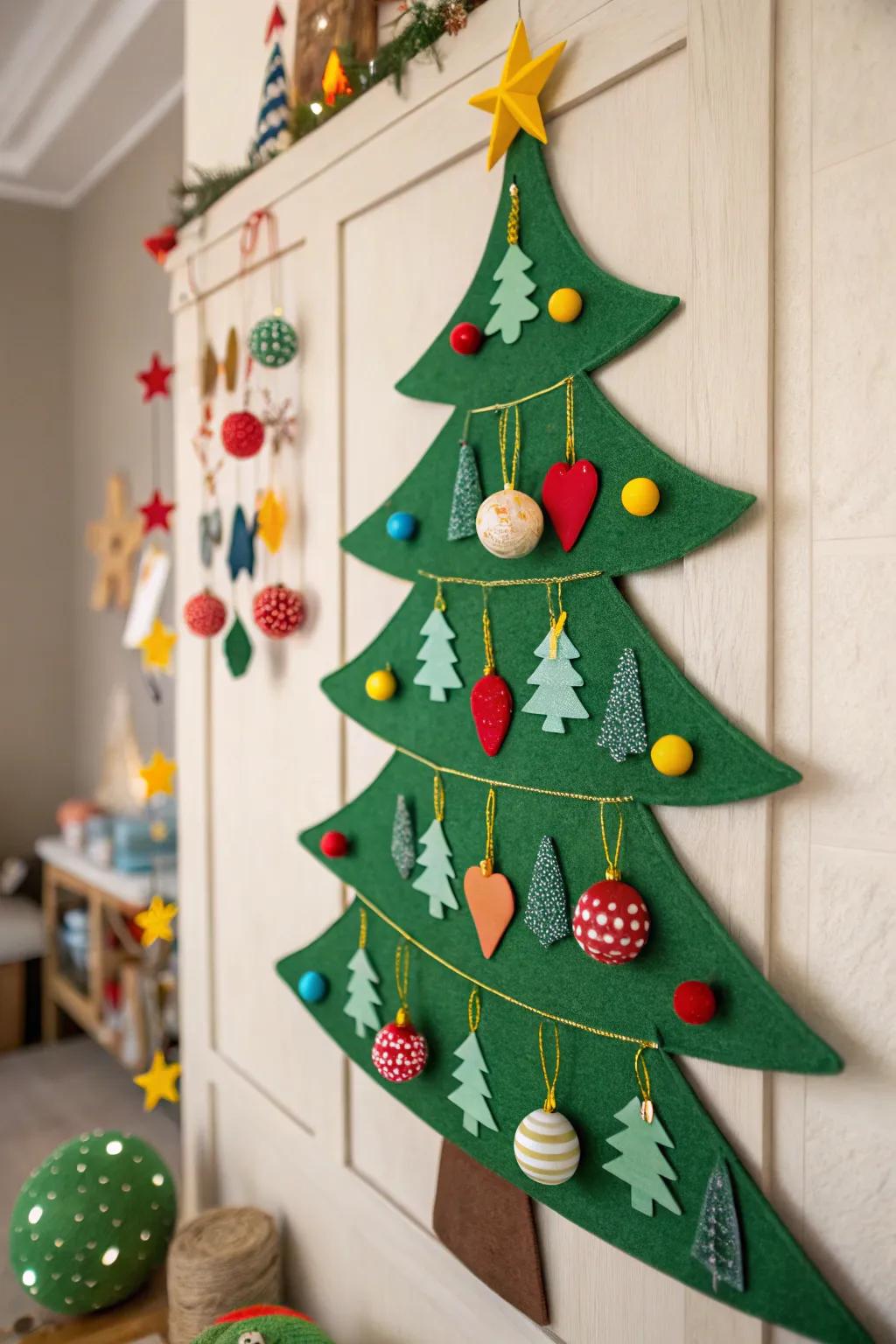 A secure, engaging delicate material Christmas tree suitable for toddlers.