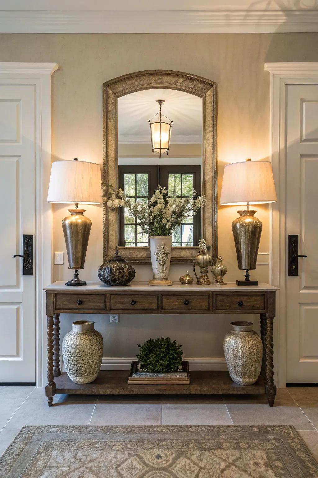Balance in design delivers harmony and elegance to your entryway.