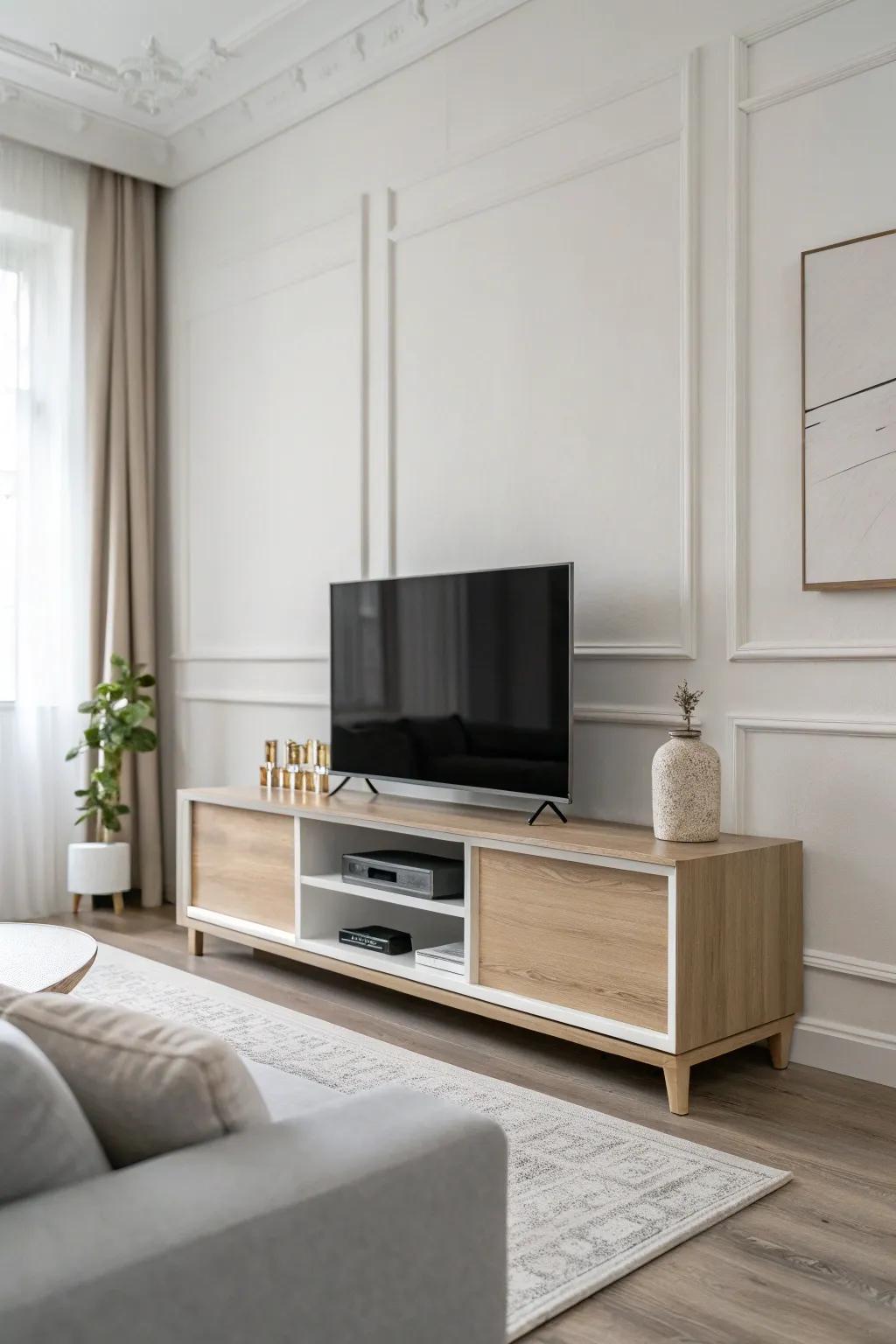 A minimalist TV stand is the perfect addition to a contemporary living space.
