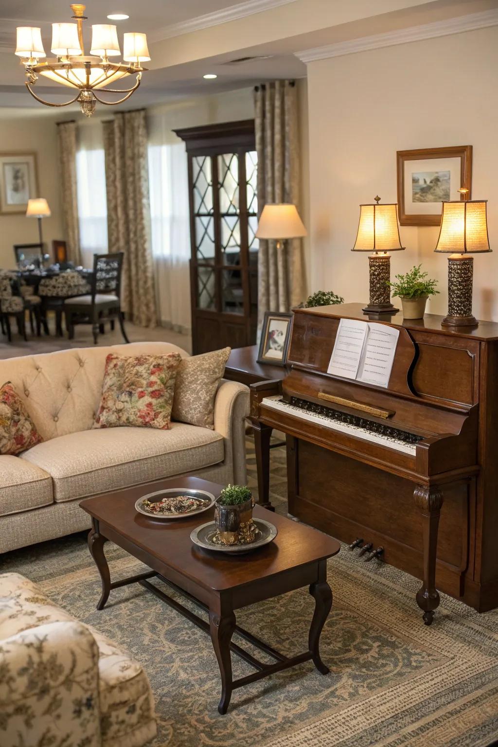 Design a living area where melodies and moments are made.
