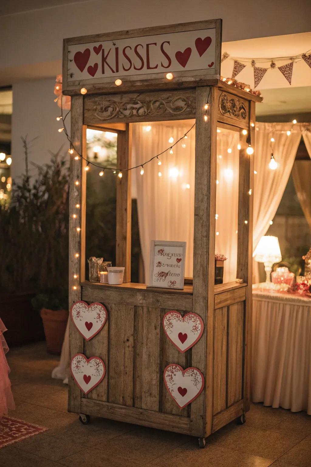 An endearing smooch spot setup with vintage beauty.