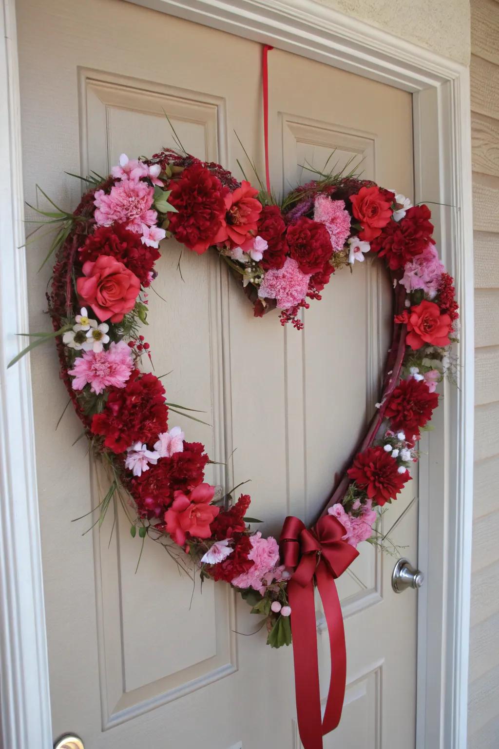 A vibrant heart-shaped garland sets the tone for Valentine's Day.