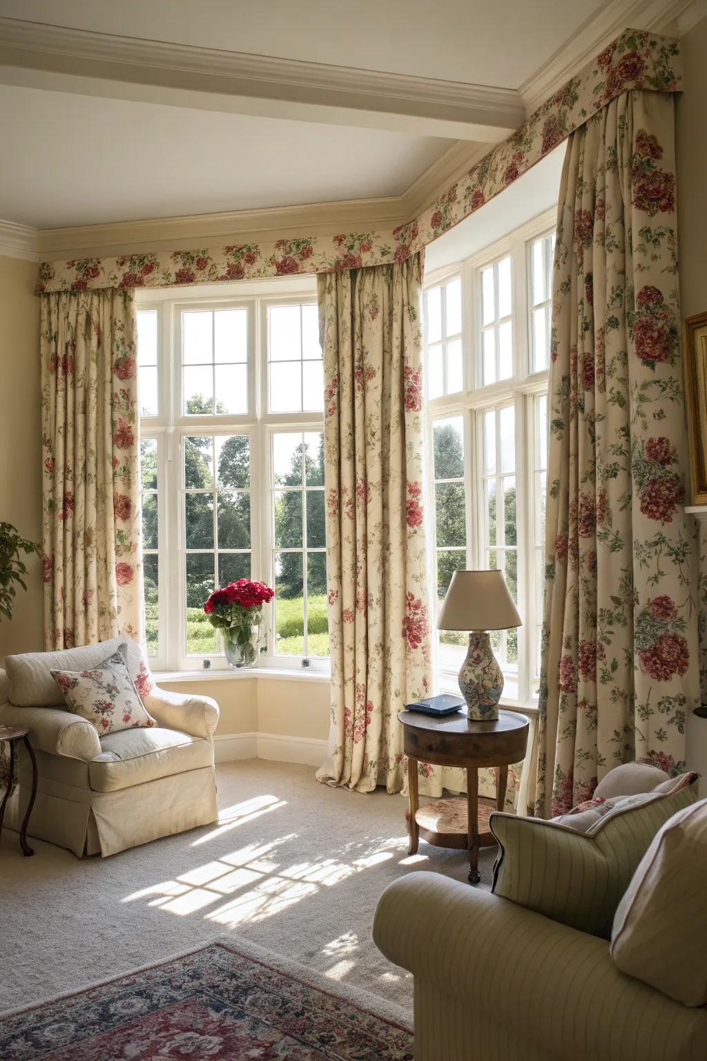 Strong flower window coverings can offer a lively spark to any space.