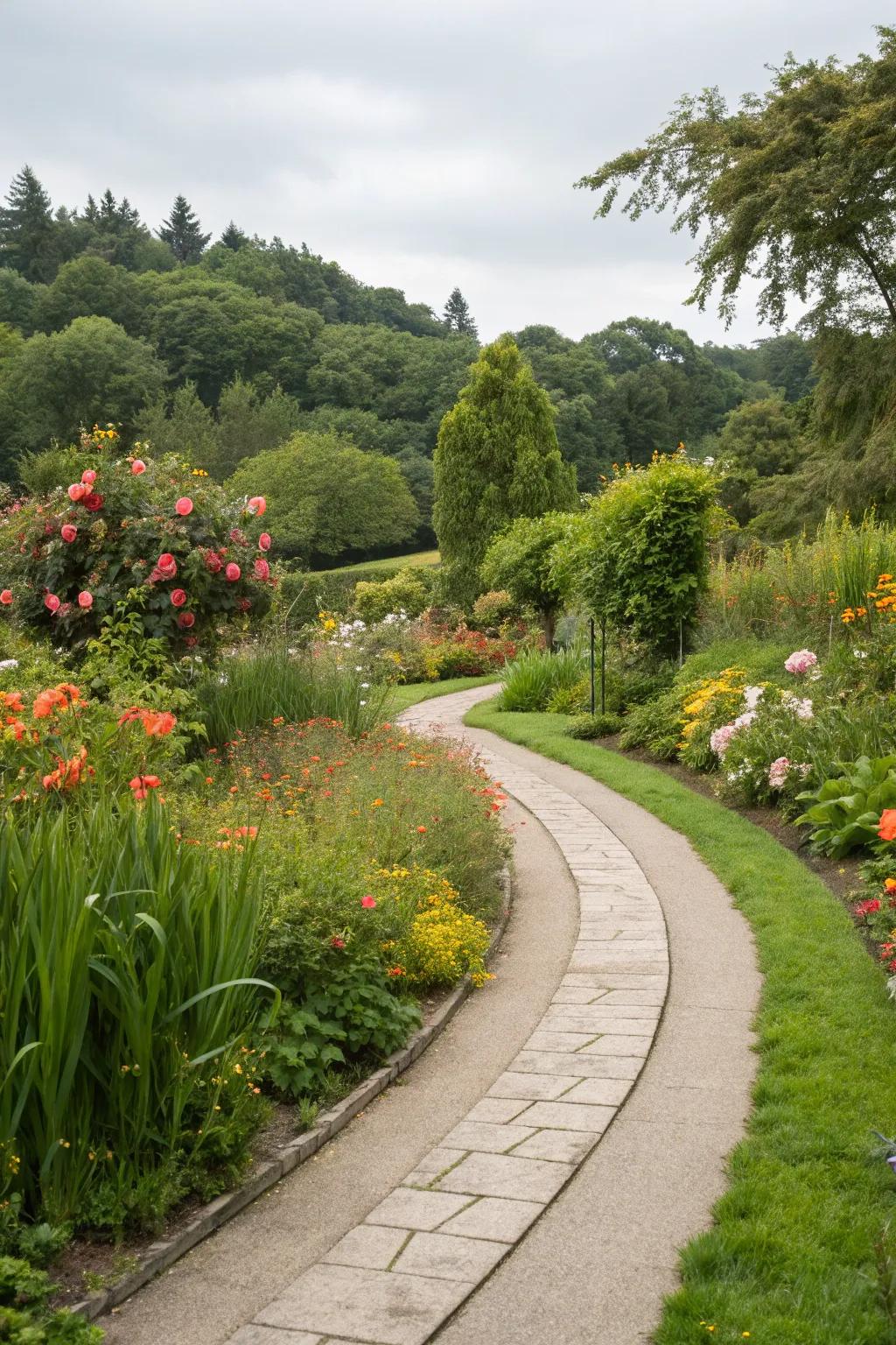 A meandering trail introduces a seamless and appealing transition to your garden.
