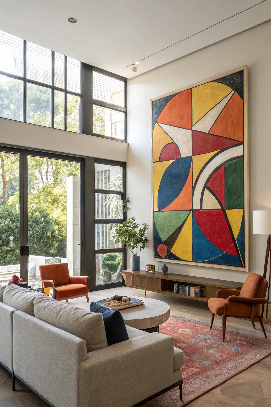 Non-representational designs can add vibrancy to any space.