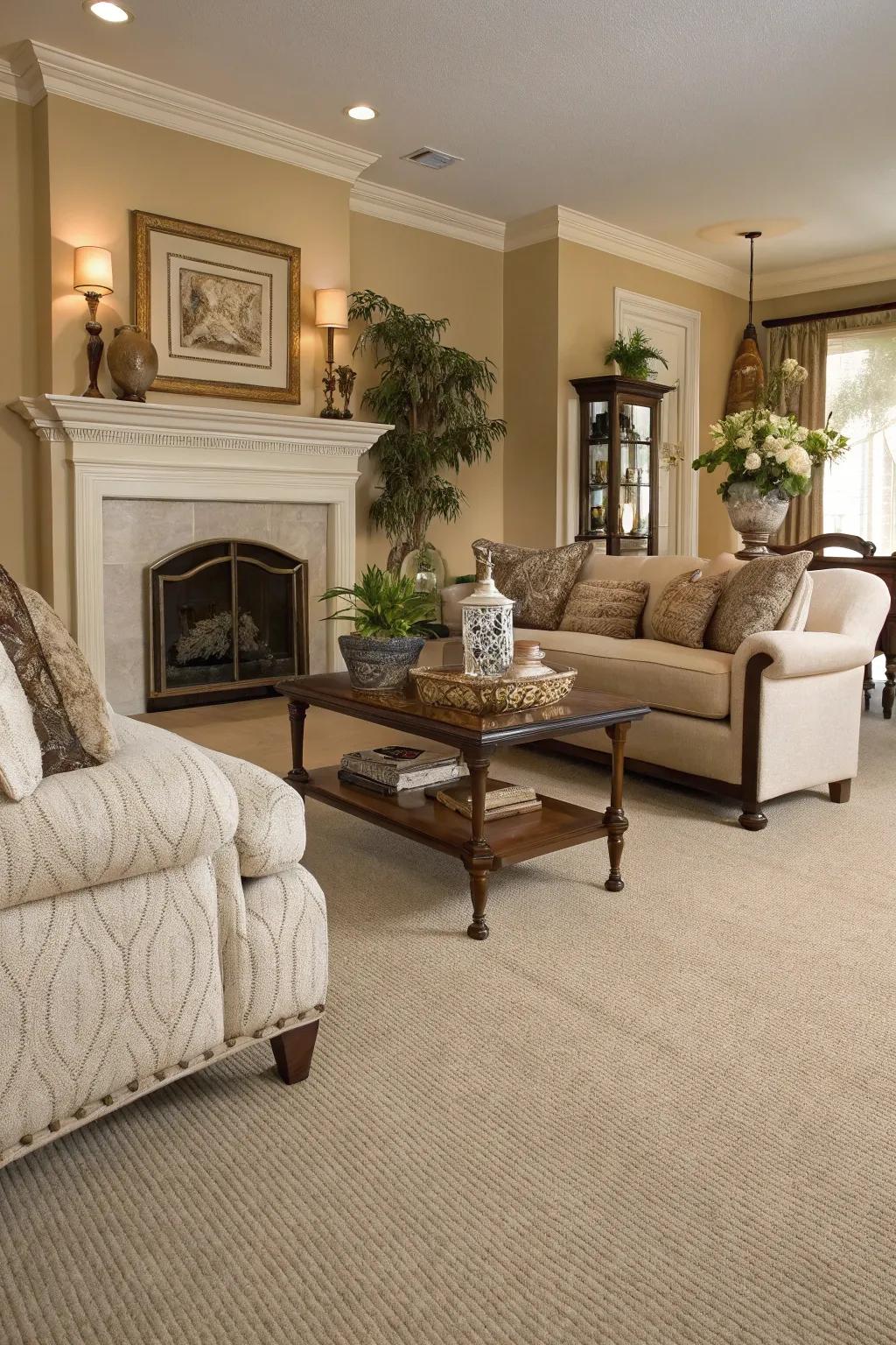 Neutral carpets foster a sense of peace and balance.