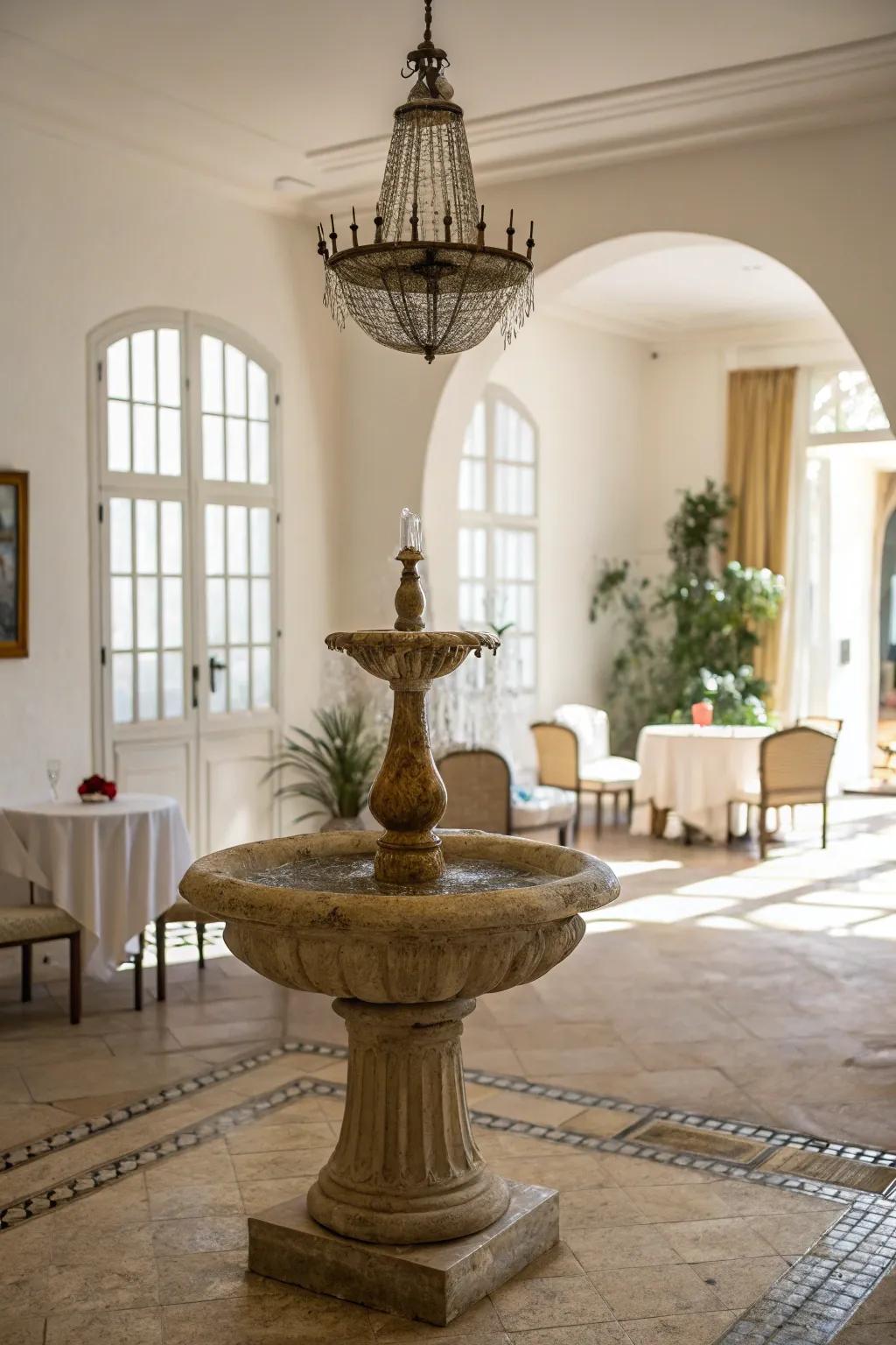 A tabletop fountain introduces serenity to your workspace.