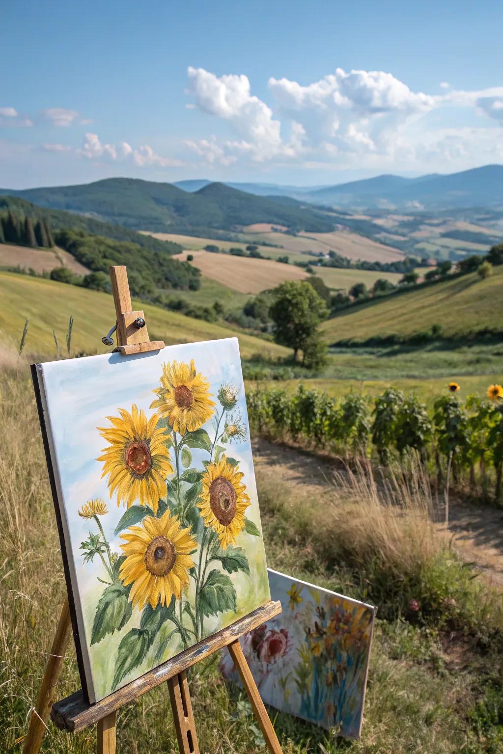 Vibrant watercolor sunflowers that embody the warm feelings of a summer's day.