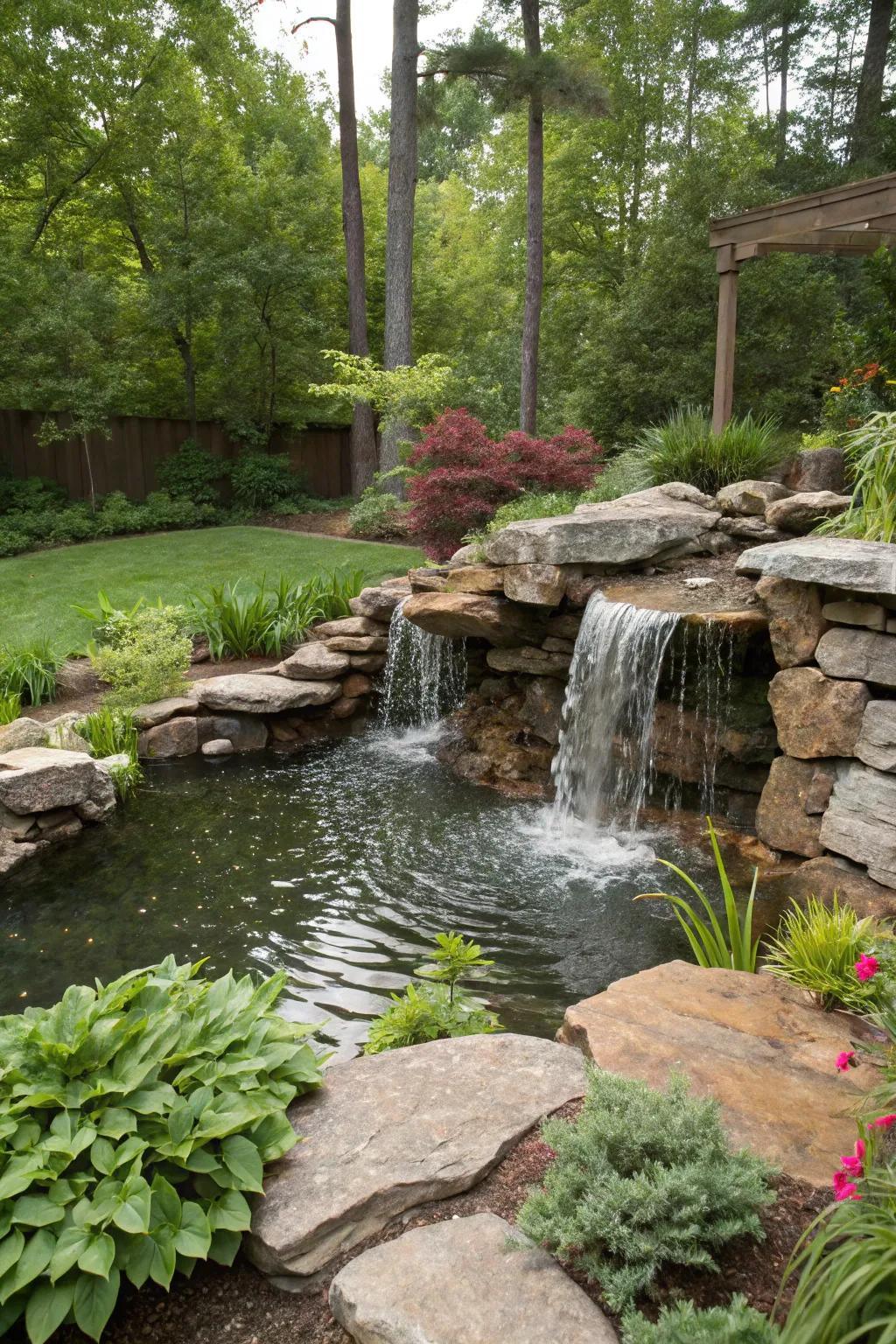 Natural stones create a comforting, down-to-earth cascade.