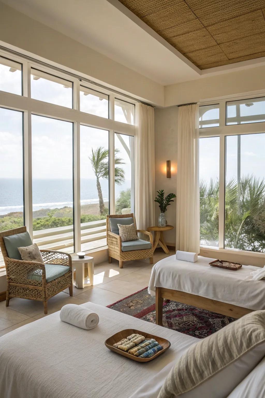 Basking in sunlight: A wellness room meticulously designed to welcome the outdoors.