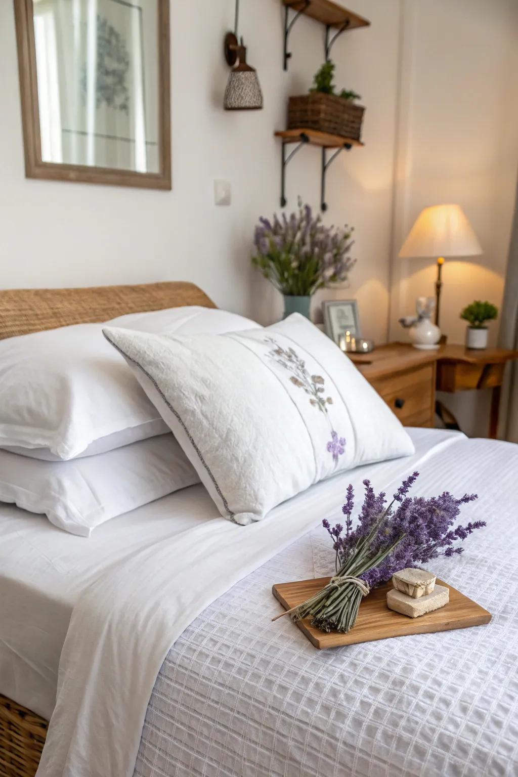 Improve your sleep routine with a comforting lavender sachet.