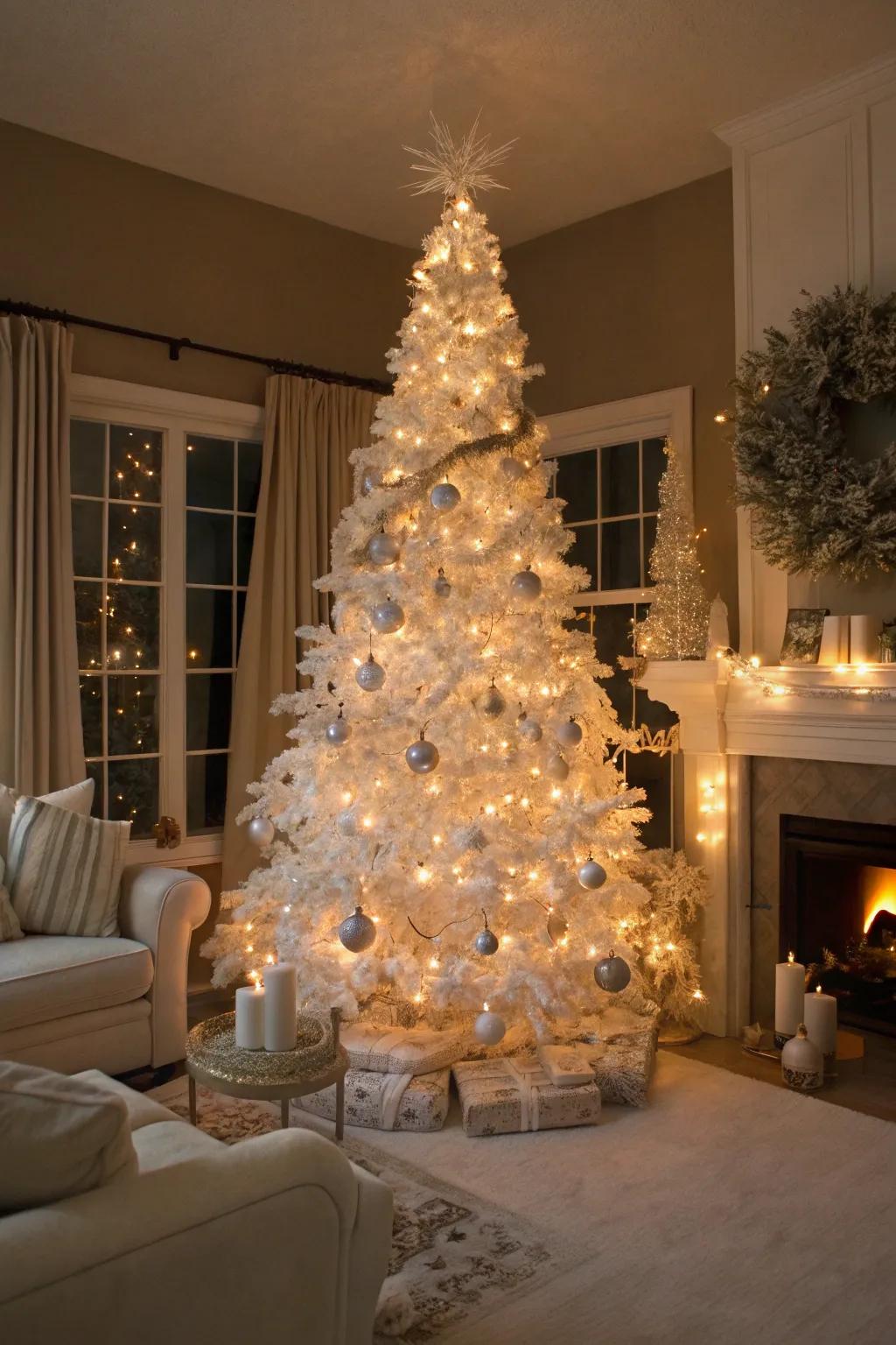An ivory Christmas fir forms the heart of festive enchantment.