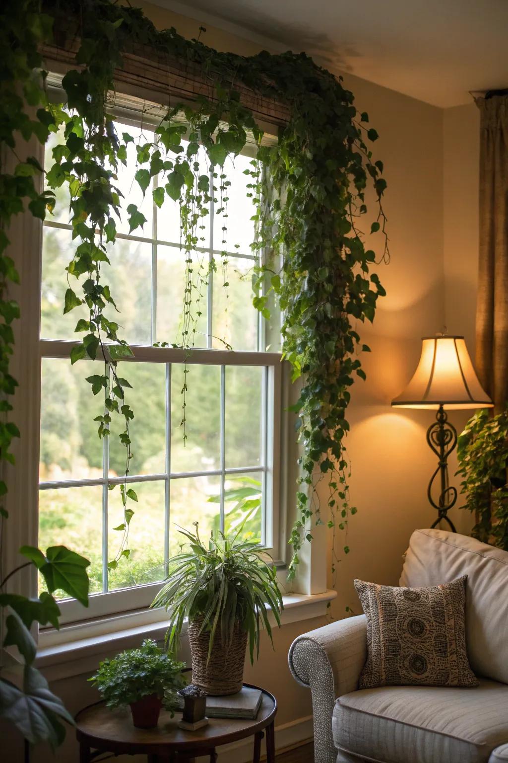 Surround your windows with foliage for a revitalizing and natural feel.