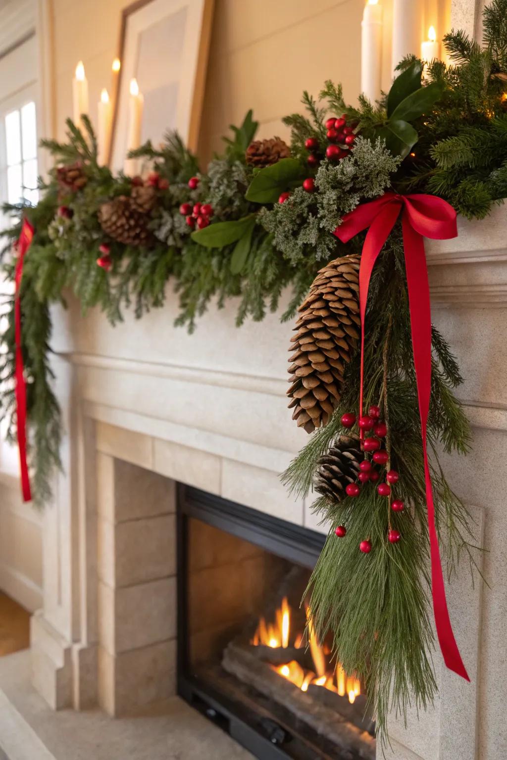 A traditional evergreen garland invites the splendor of nature inside.