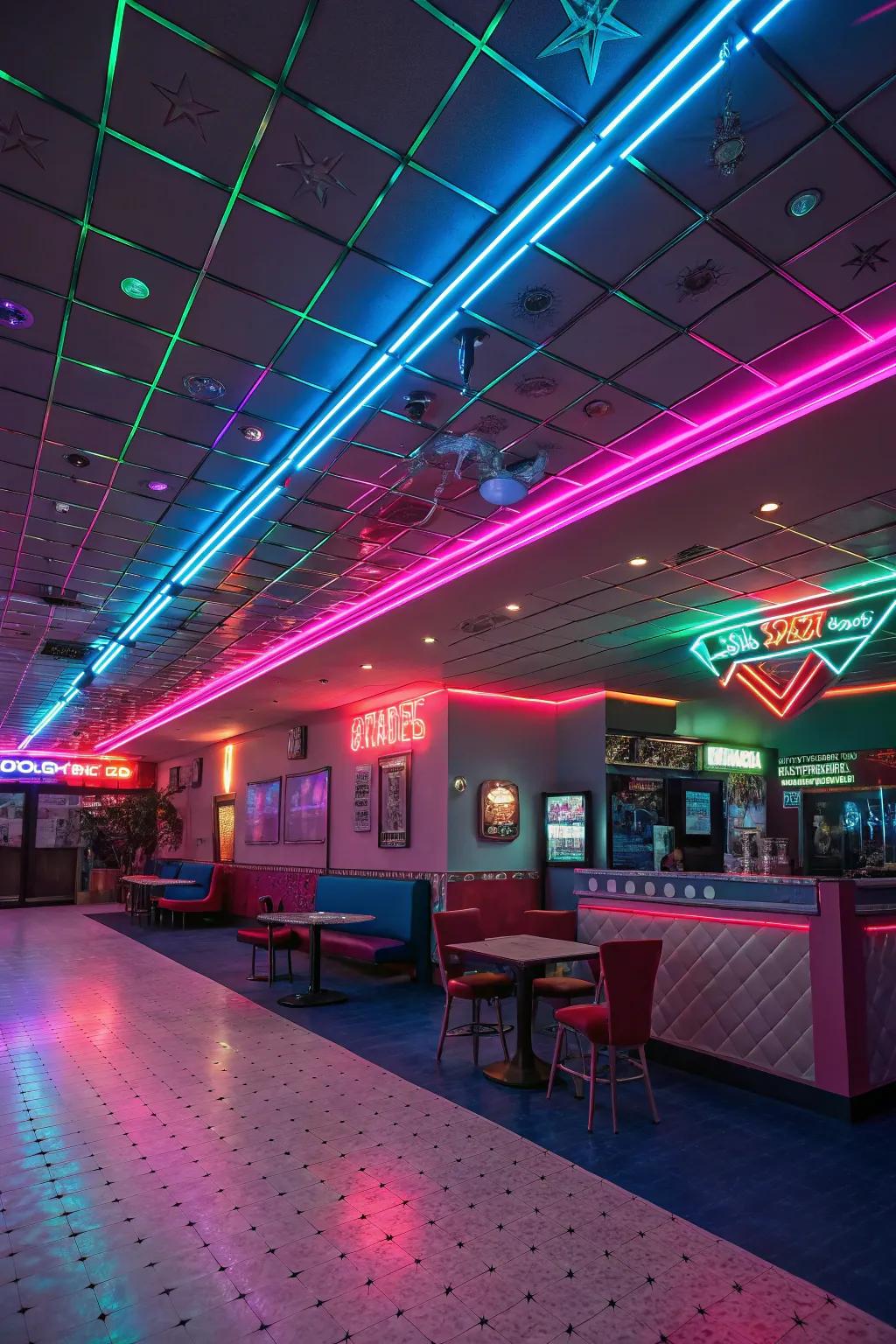 Radiant lights set the mood for a true Y2K vibe in any room.