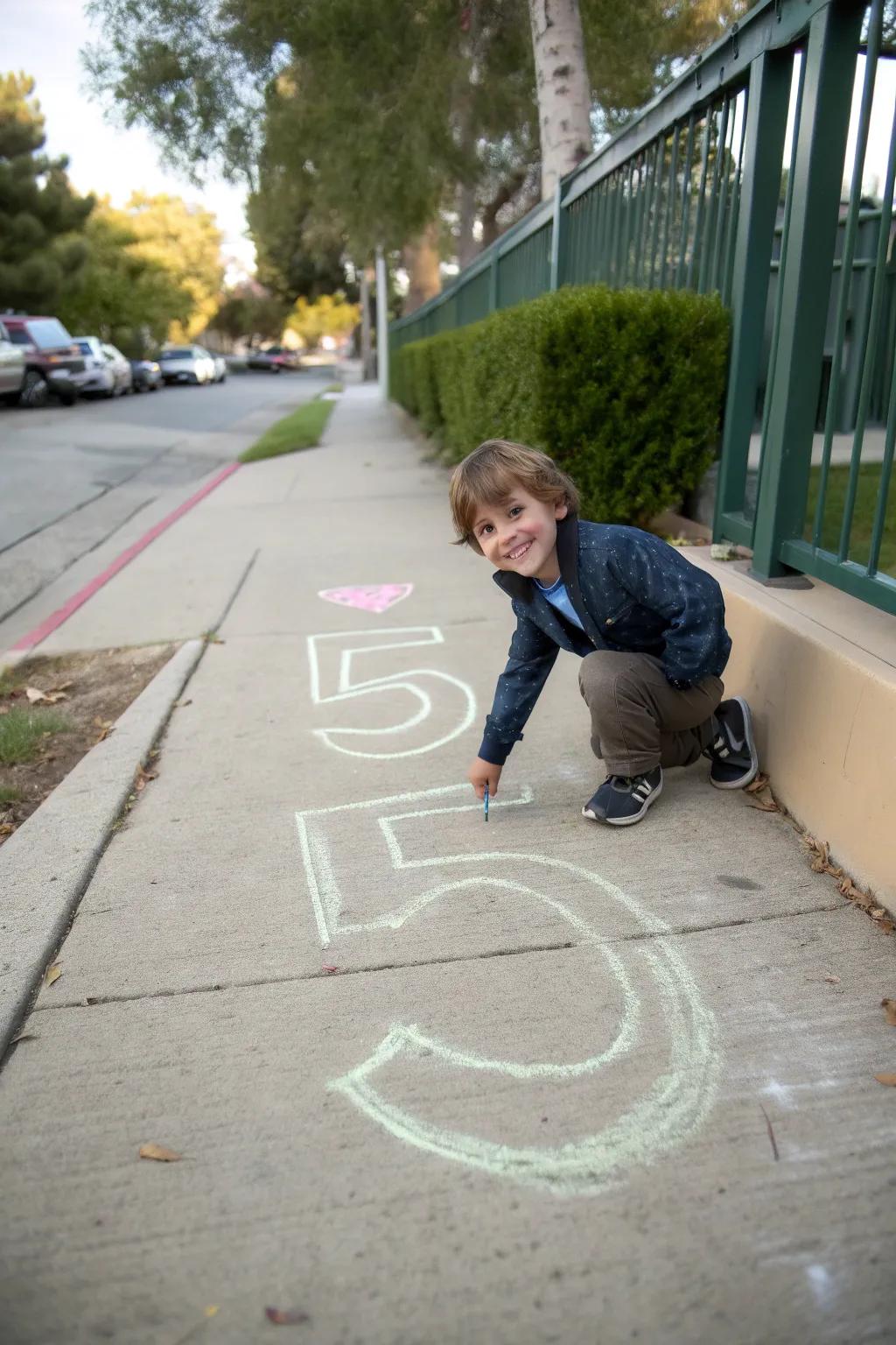 Pavement chalk art contributes a personalized and creative aspect.