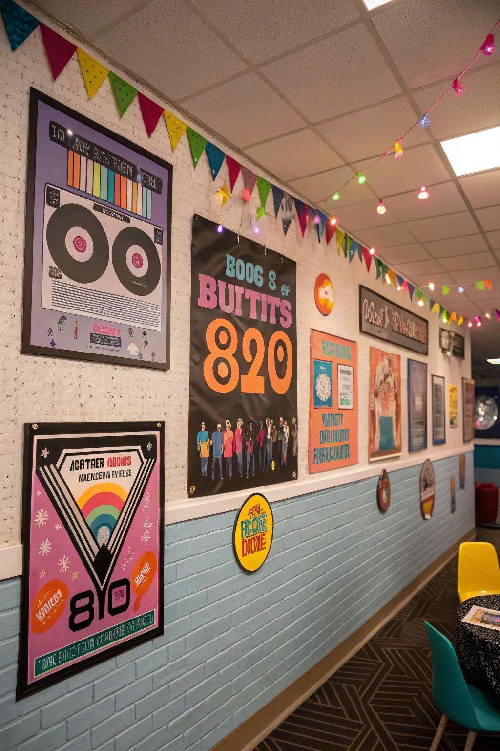 Retro promotional prints and signage contribute iconic 80s flair to your setup.
