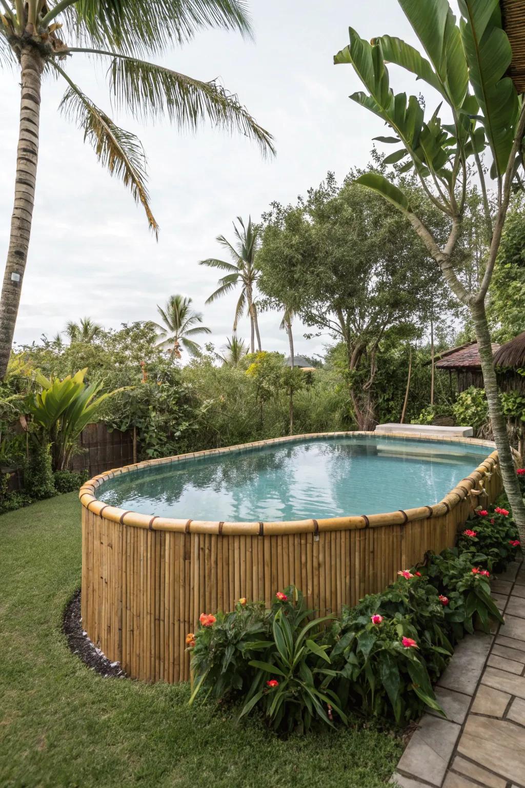 Saturate your pool zone with a sustainable accent through bamboo skirting.