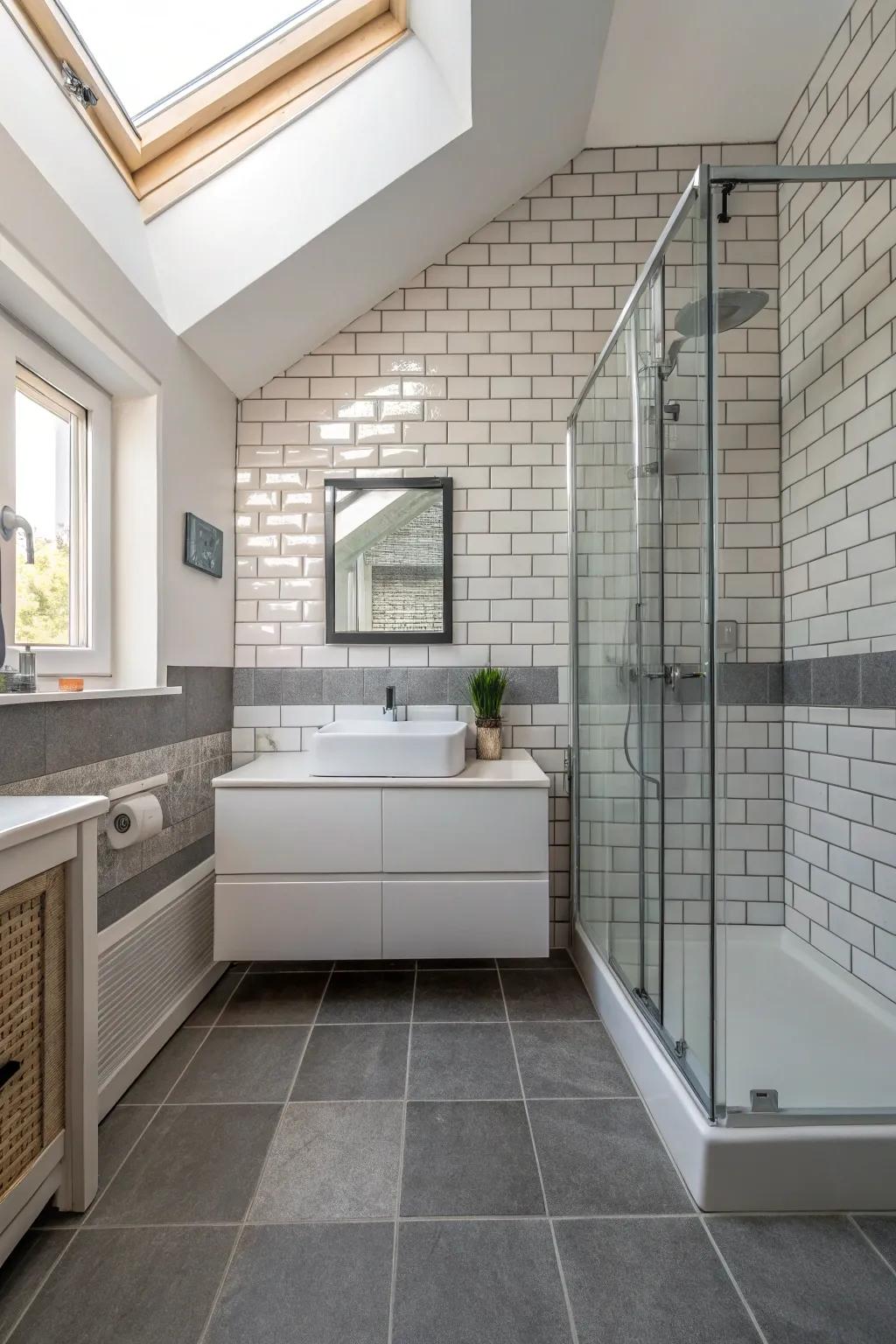 Ceiling-Skimming tiling engenders a theatrical and opulent sensation.