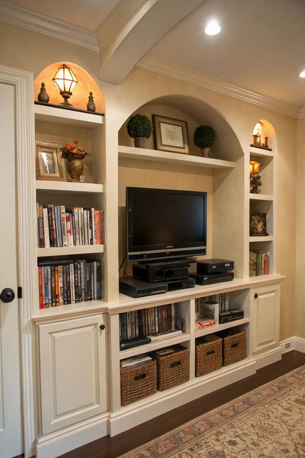 A tidy and elegant entertainment station.