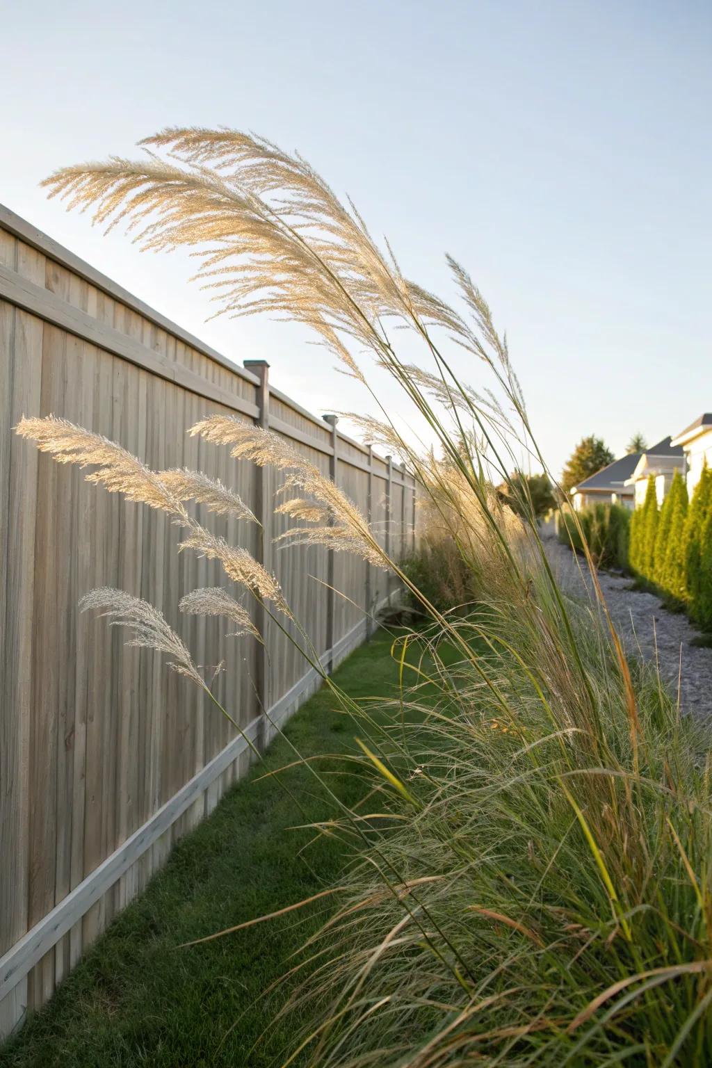 Decorative plants add texture and movement.