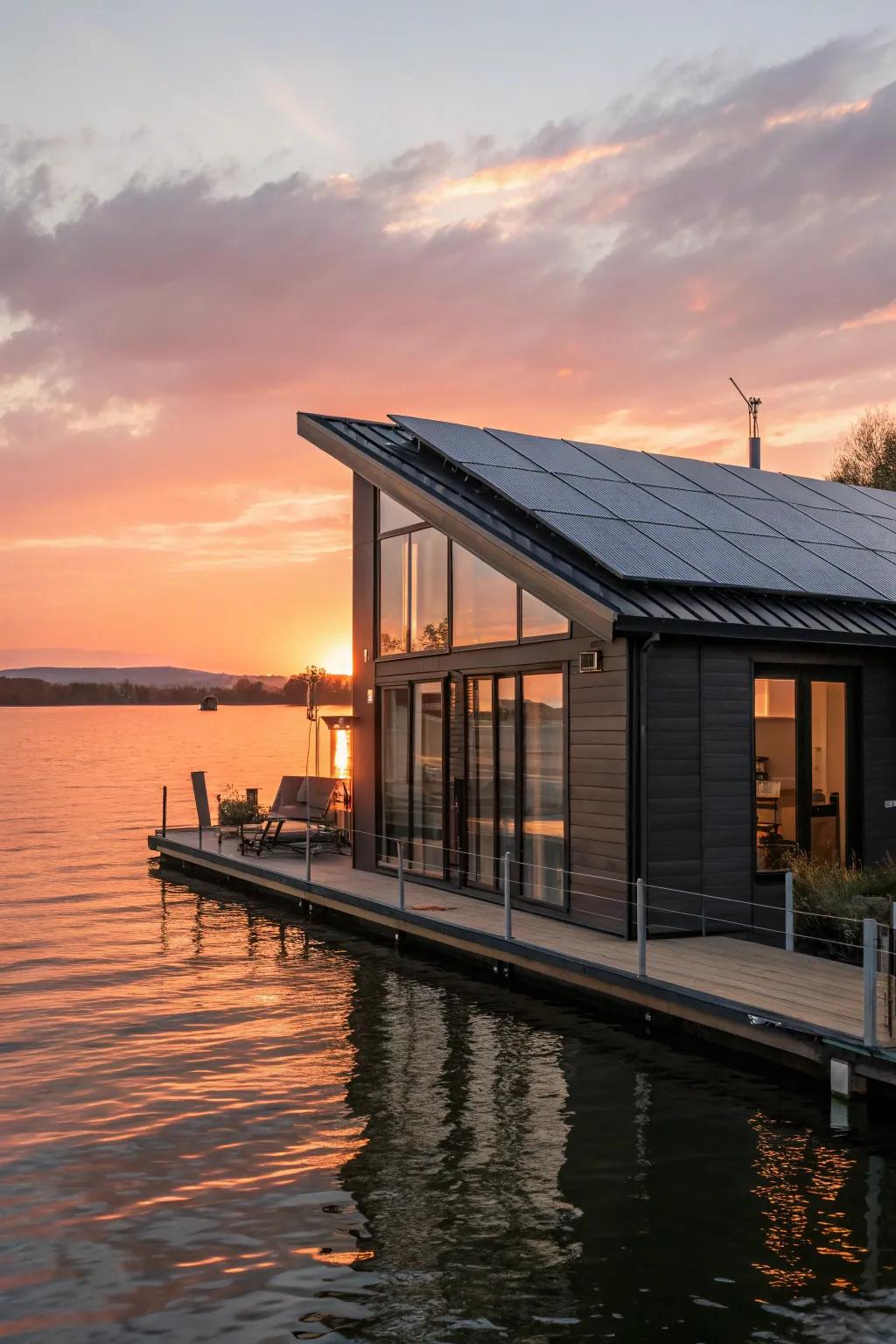 Float into sustainable living with an amphibious home.