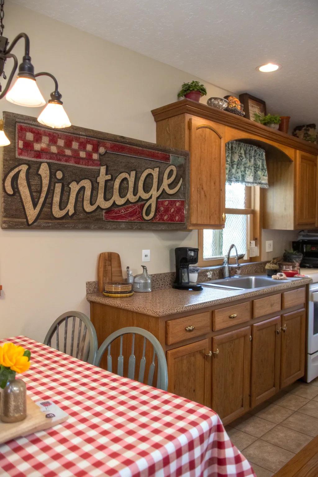 Old signs bring relaxed elegance to areas.