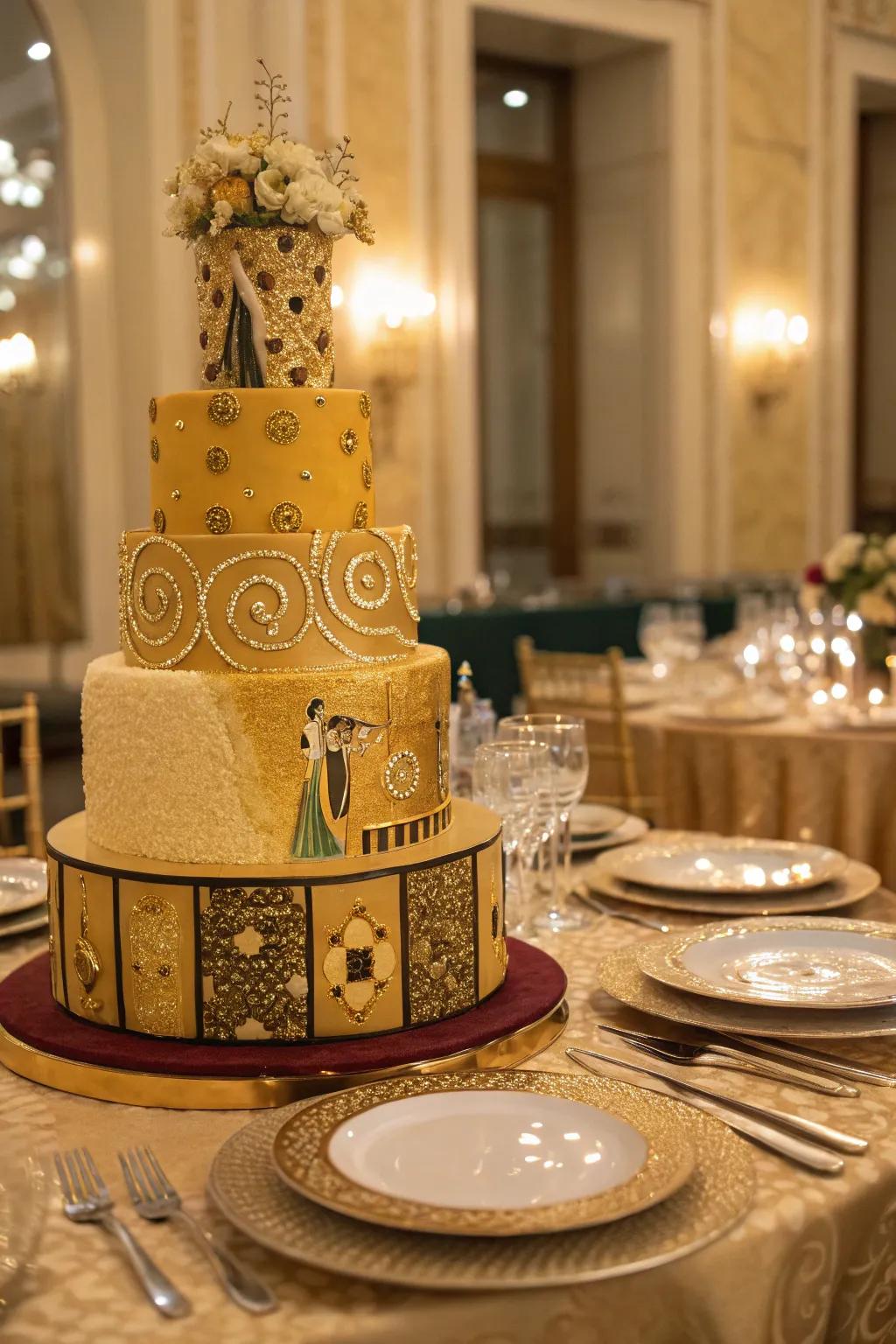 Gustav Klimt’s influence delivers an aspect of luxury to your dessert design.