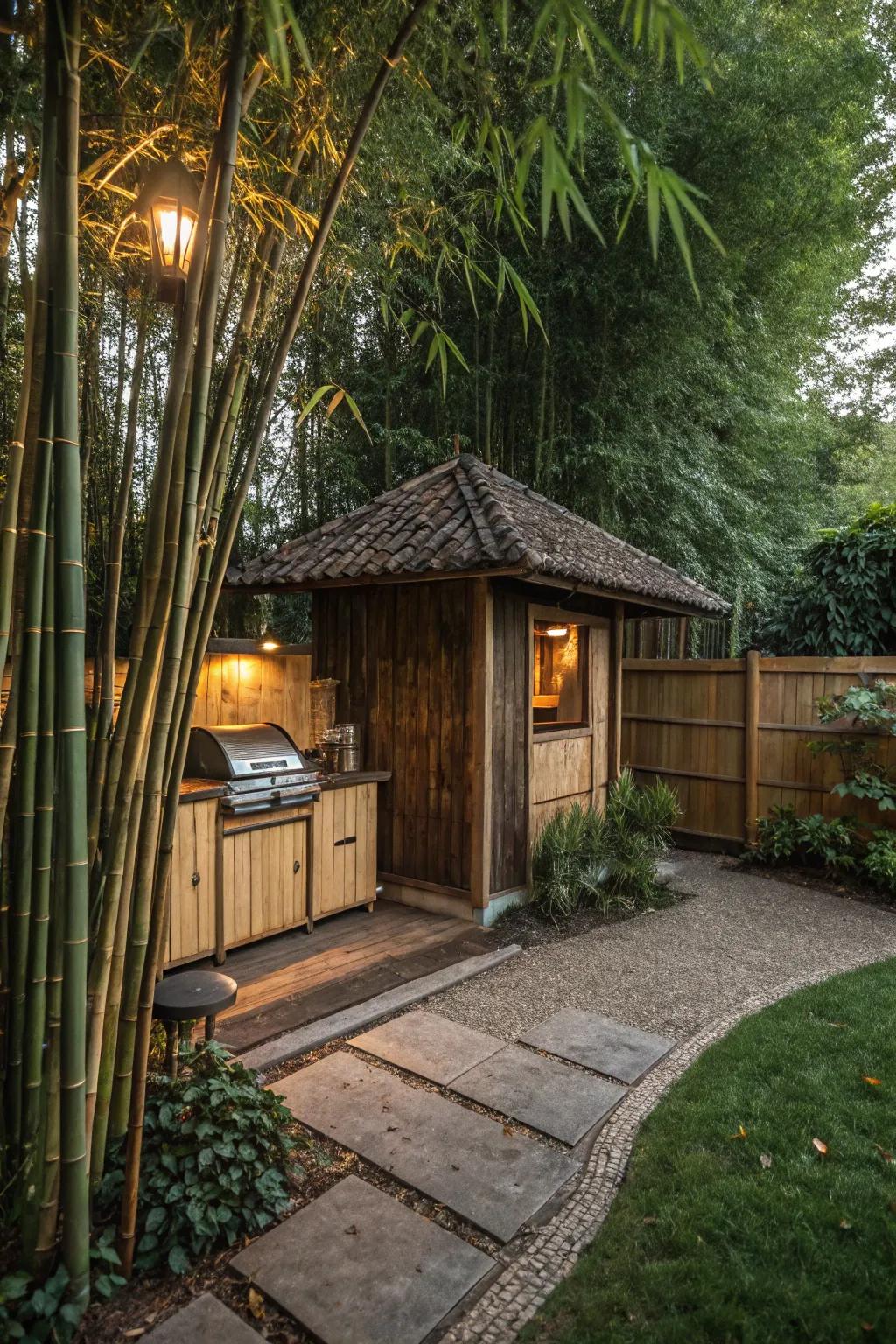 A tranquil hideaway: Zen-inspired BBQ shed.