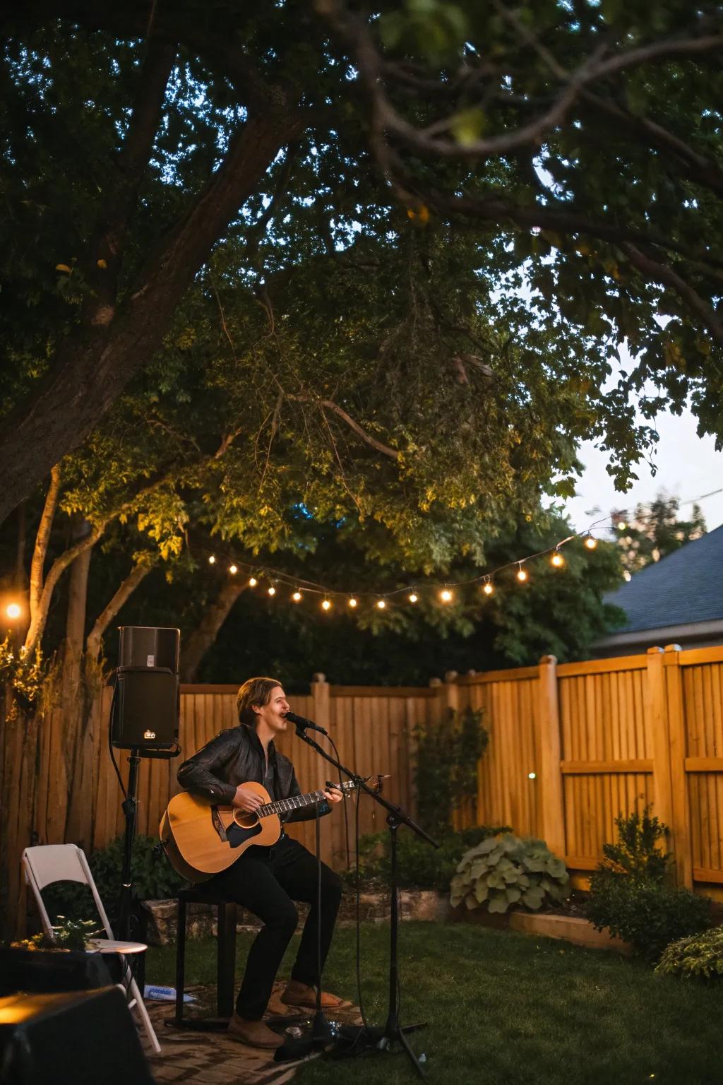 Live music elevates the atmosphere, adding a touch of elegance to the party.