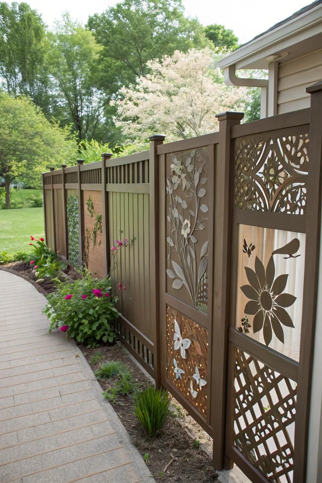 Ornamental sections add playfulness and artistic flair to the fence.