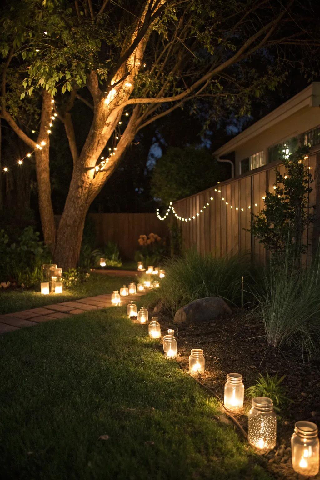Mason jar lights bring an enchanting and whimsical touch.