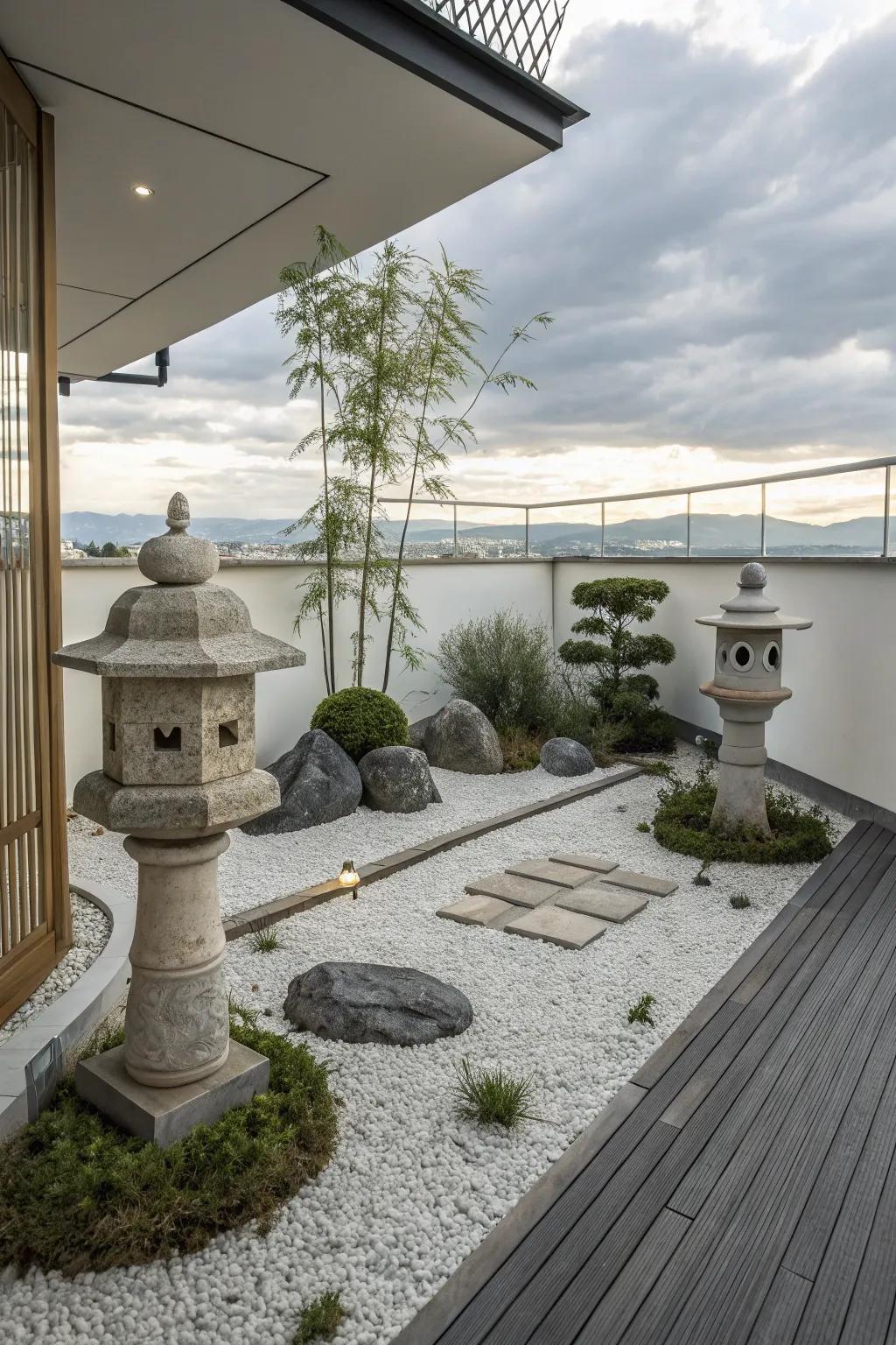 Stone gardens offer a peaceful and simple escape, great for quiet reflection.