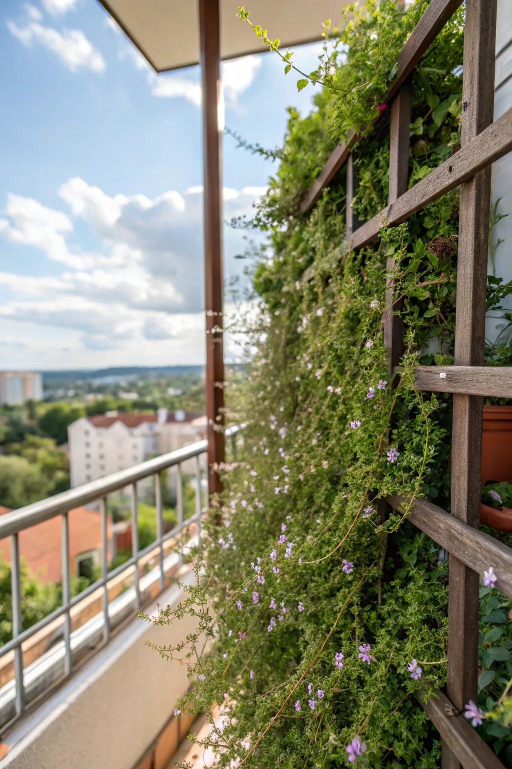 A frame turns climbing herbs into a vertical masterpiece.