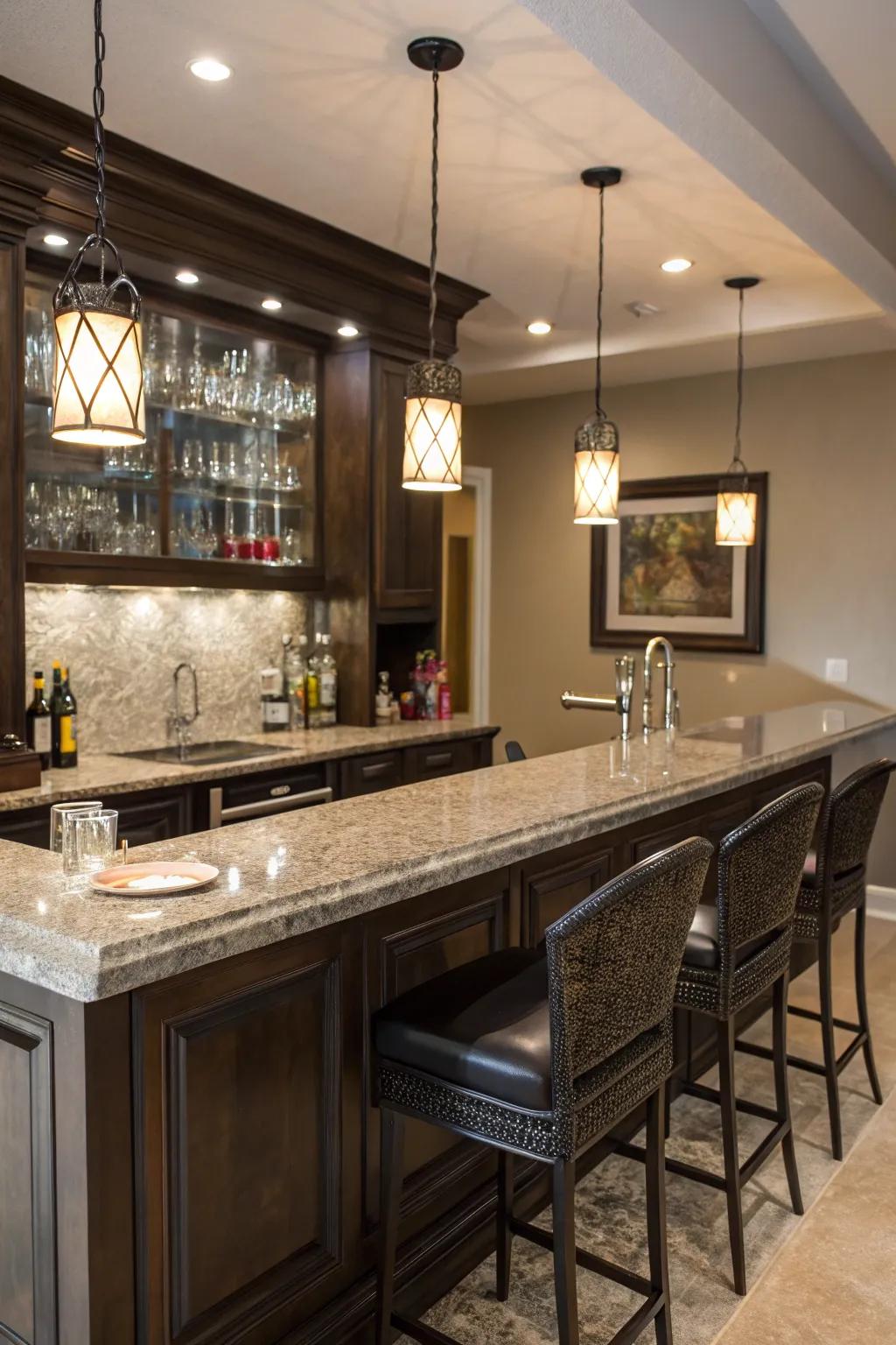 Natural stone adds luxury to your bar.