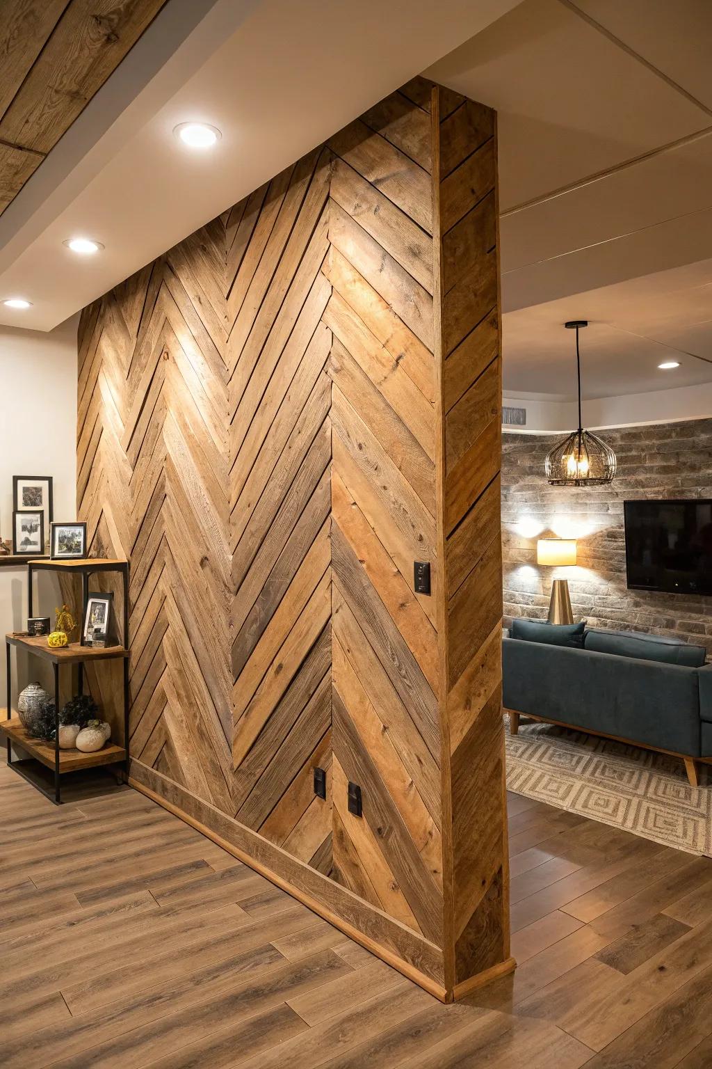 Transform your area through ingeniously angled barn wood.